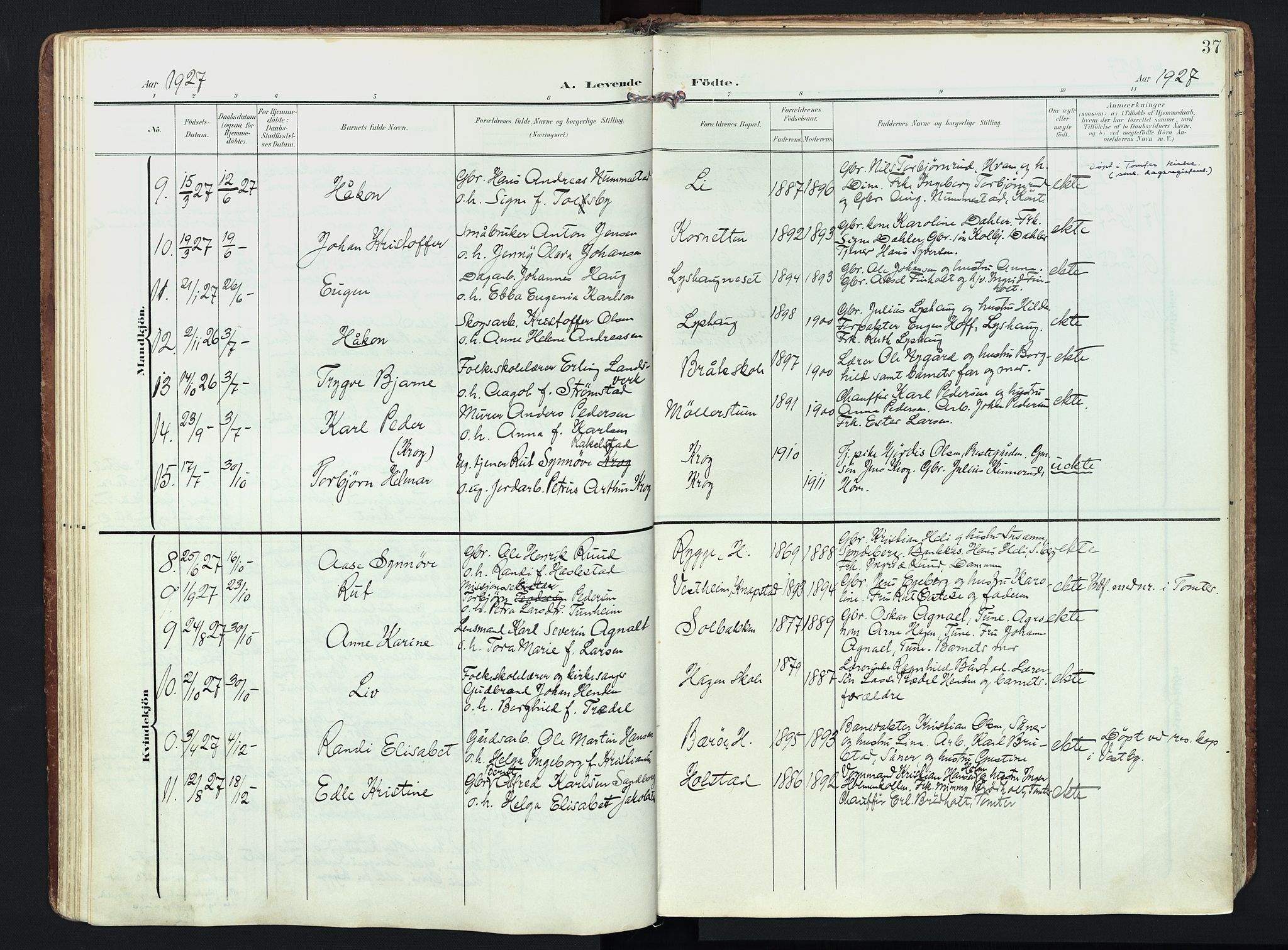 Hobøl prestekontor Kirkebøker, AV/SAO-A-2002/F/Fa/L0006: Parish register (official) no. I 6, 1905-1927, p. 37