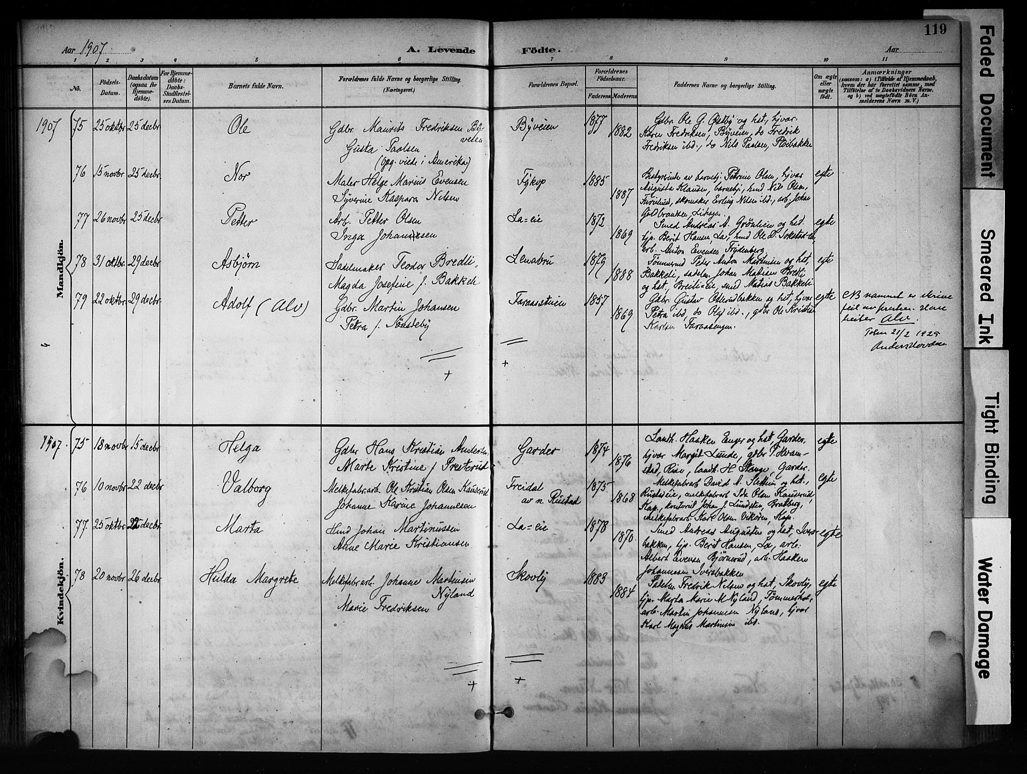 Østre Toten prestekontor, SAH/PREST-104/H/Ha/Haa/L0008: Parish register (official) no. 8, 1897-1909, p. 119