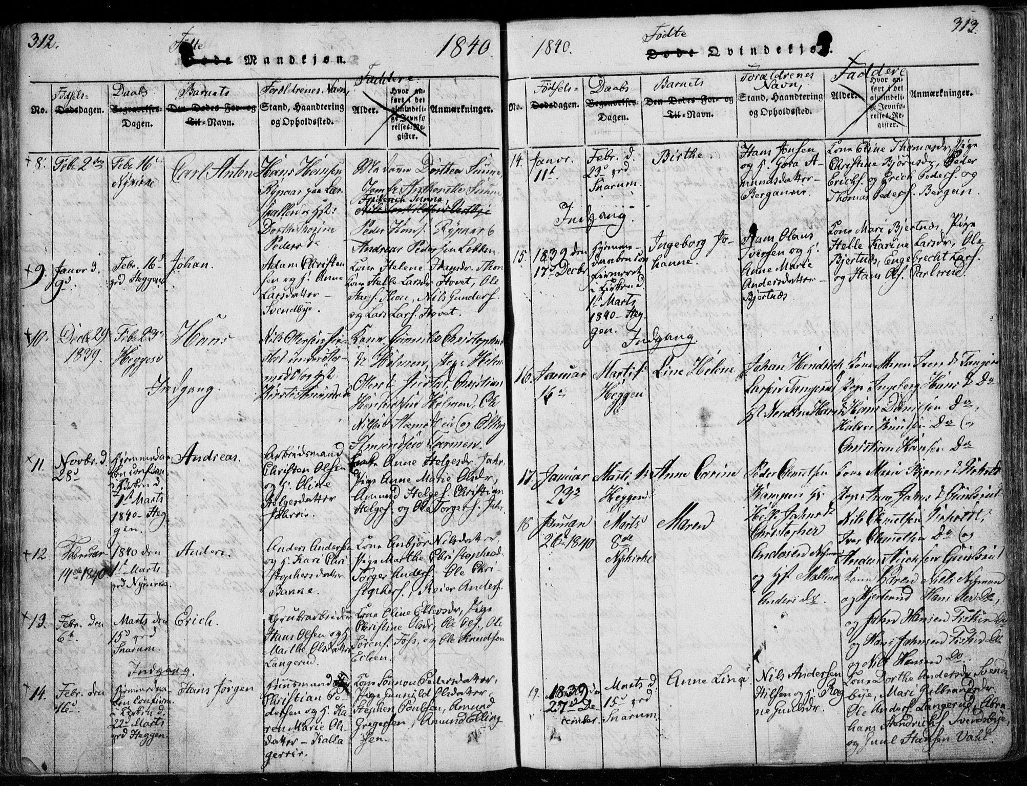 Modum kirkebøker, AV/SAKO-A-234/F/Fa/L0006: Parish register (official) no. 6, 1832-1841, p. 312-313