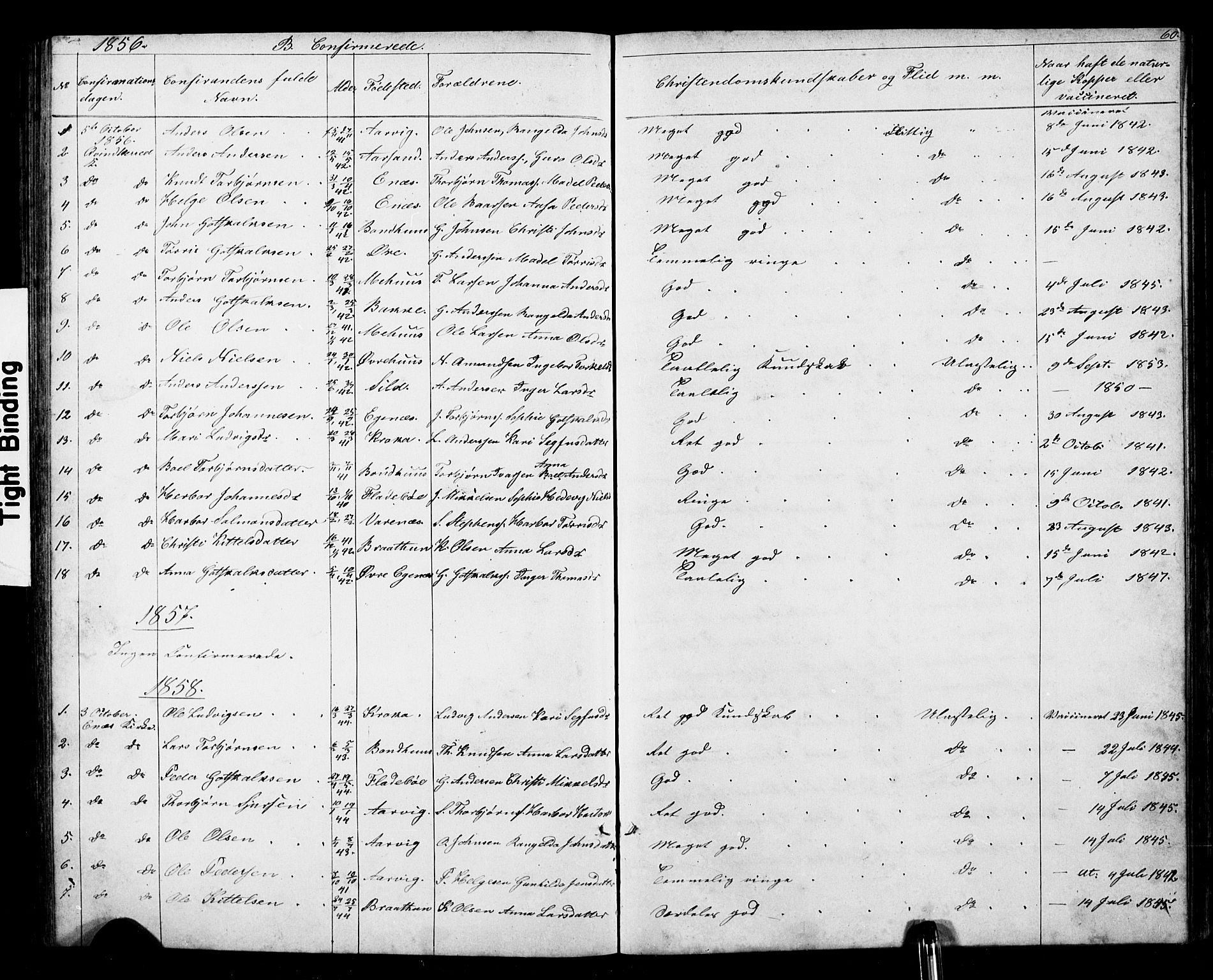 Kvinnherad sokneprestembete, SAB/A-76401/H/Hab: Parish register (copy) no. D 1, 1856-1905, p. 60