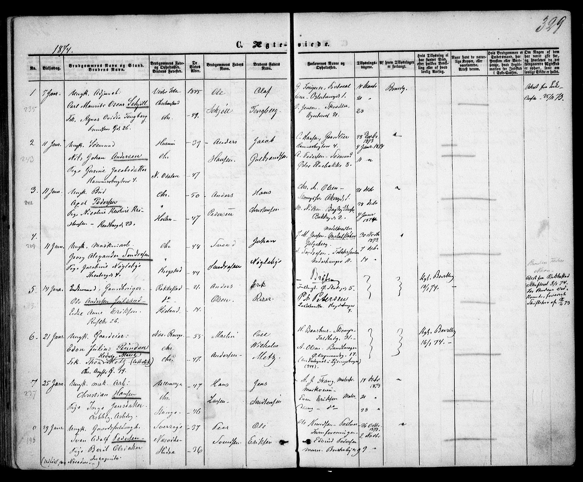 Trefoldighet prestekontor Kirkebøker, SAO/A-10882/F/Fc/L0001: Parish register (official) no. III 1, 1858-1874, p. 329