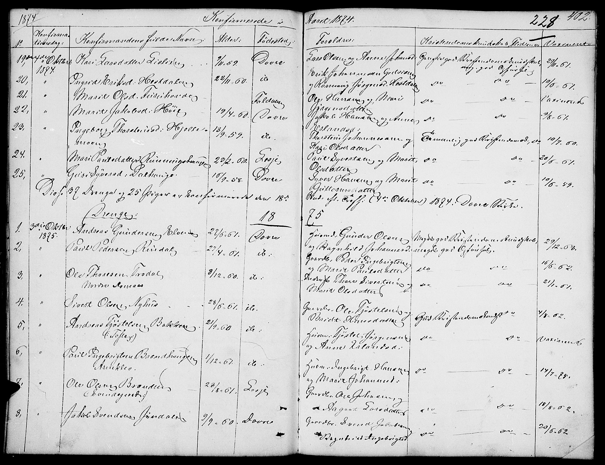 Dovre prestekontor, SAH/PREST-066/H/Ha/Hab/L0001: Parish register (copy) no. 1, 1862-1880, p. 401