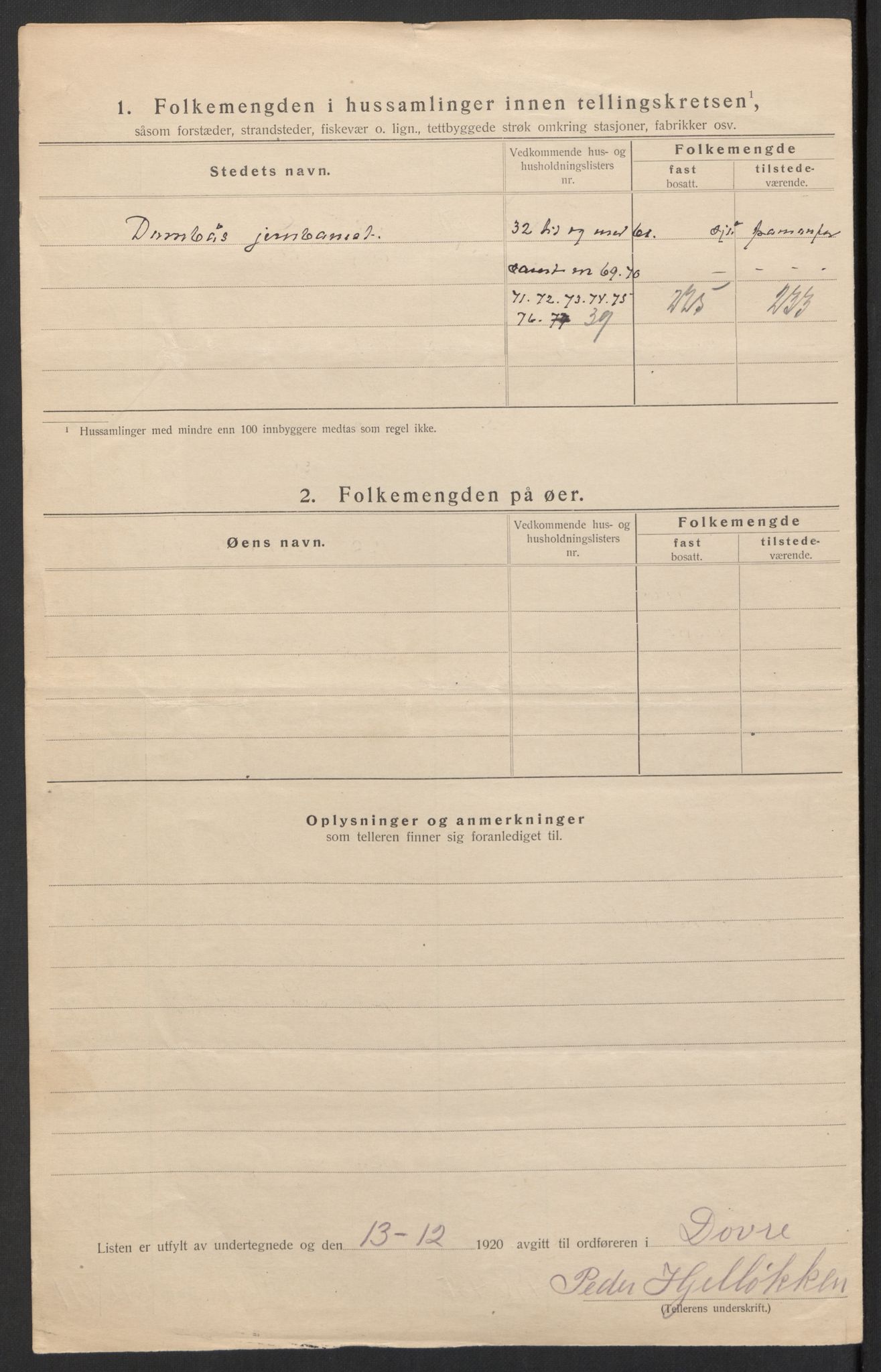 SAH, 1920 census for Dovre, 1920, p. 10