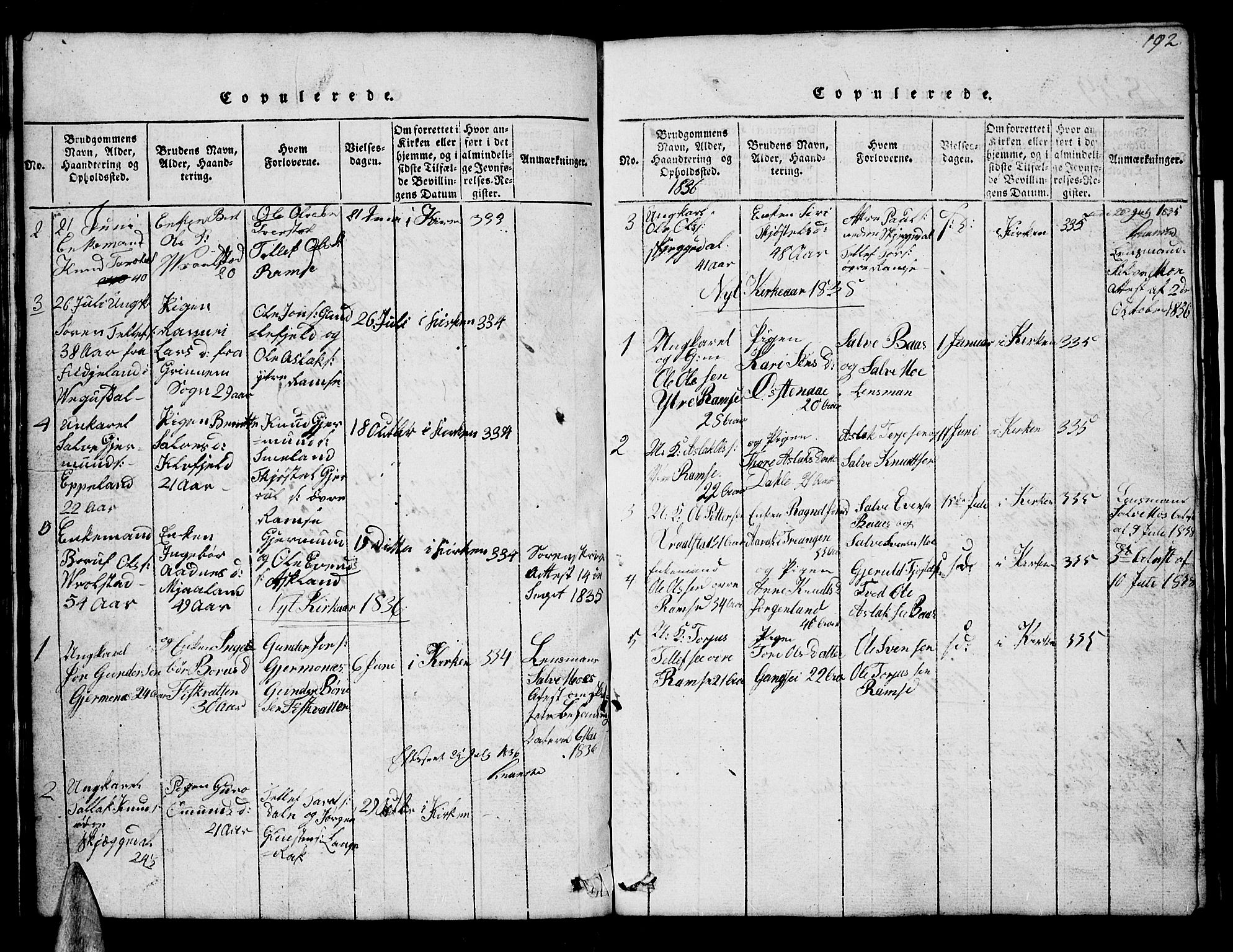 Åmli sokneprestkontor, SAK/1111-0050/F/Fb/Fbb/L0001: Parish register (copy) no. B 1, 1816-1889, p. 192