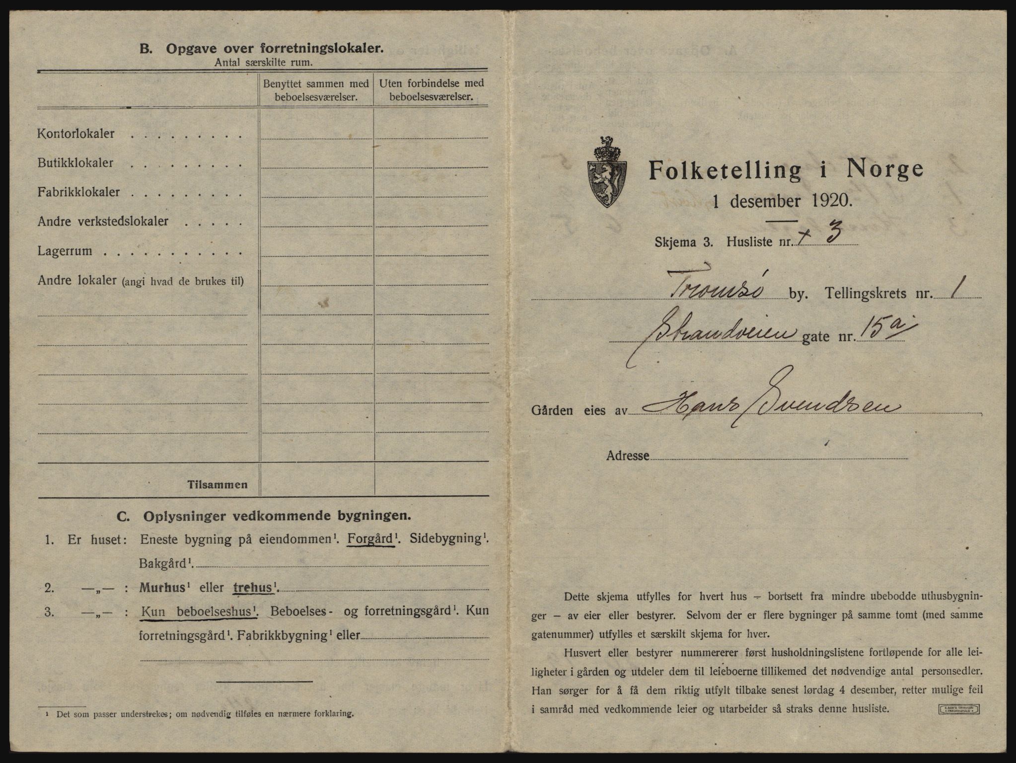 SATØ, 1920 census for Tromsø, 1920, p. 55