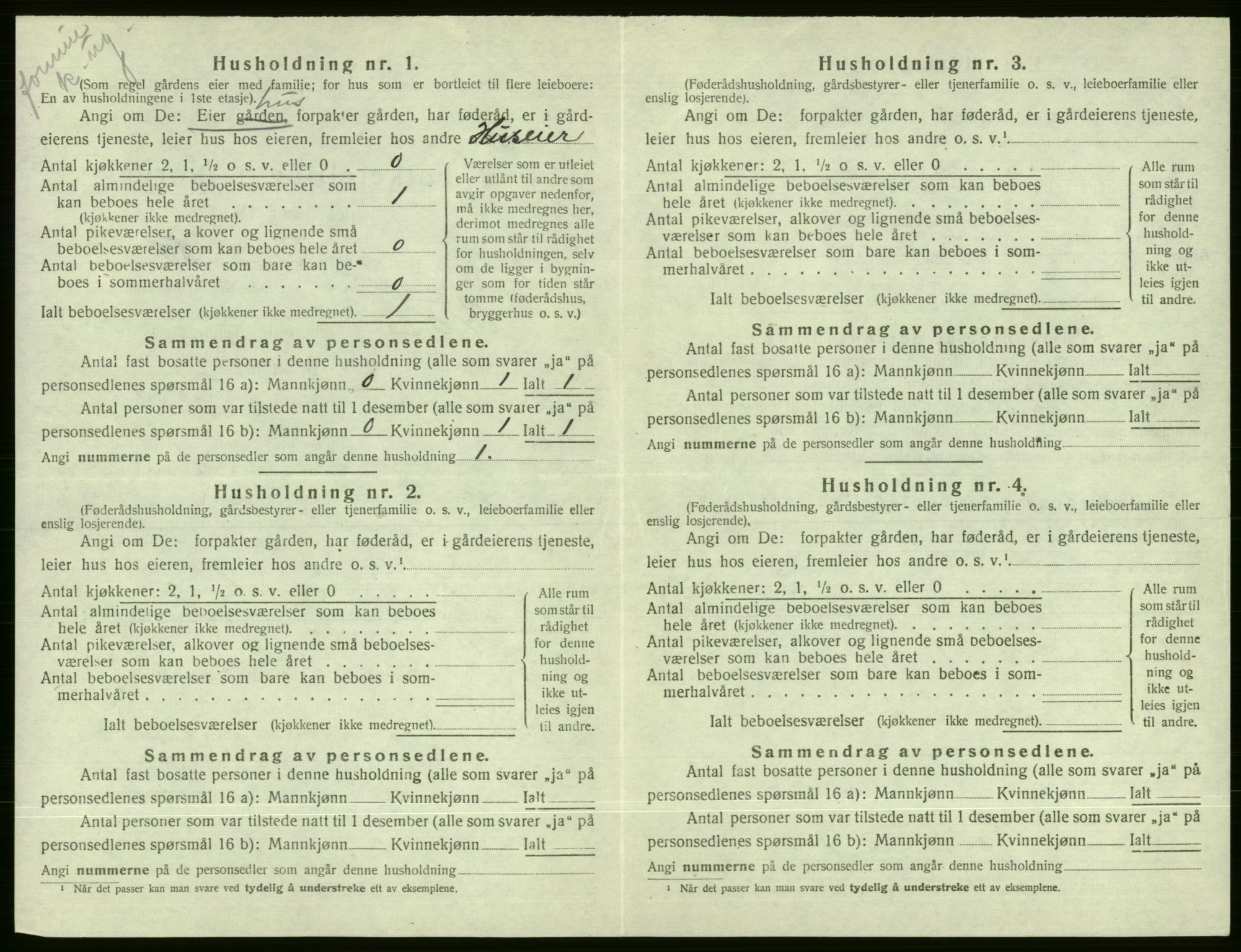 SAB, 1920 census for Voss, 1920, p. 2564