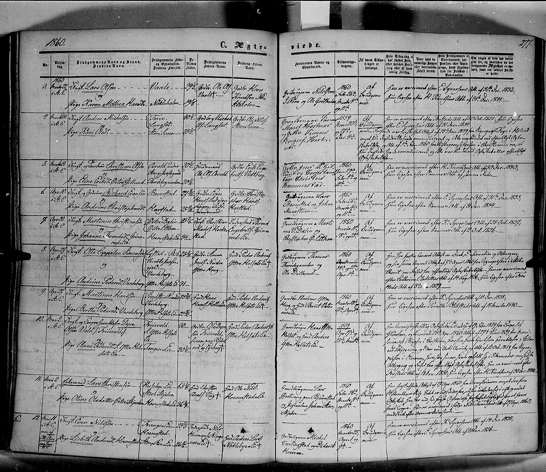 Stange prestekontor, AV/SAH-PREST-002/K/L0012: Parish register (official) no. 12, 1852-1862, p. 277