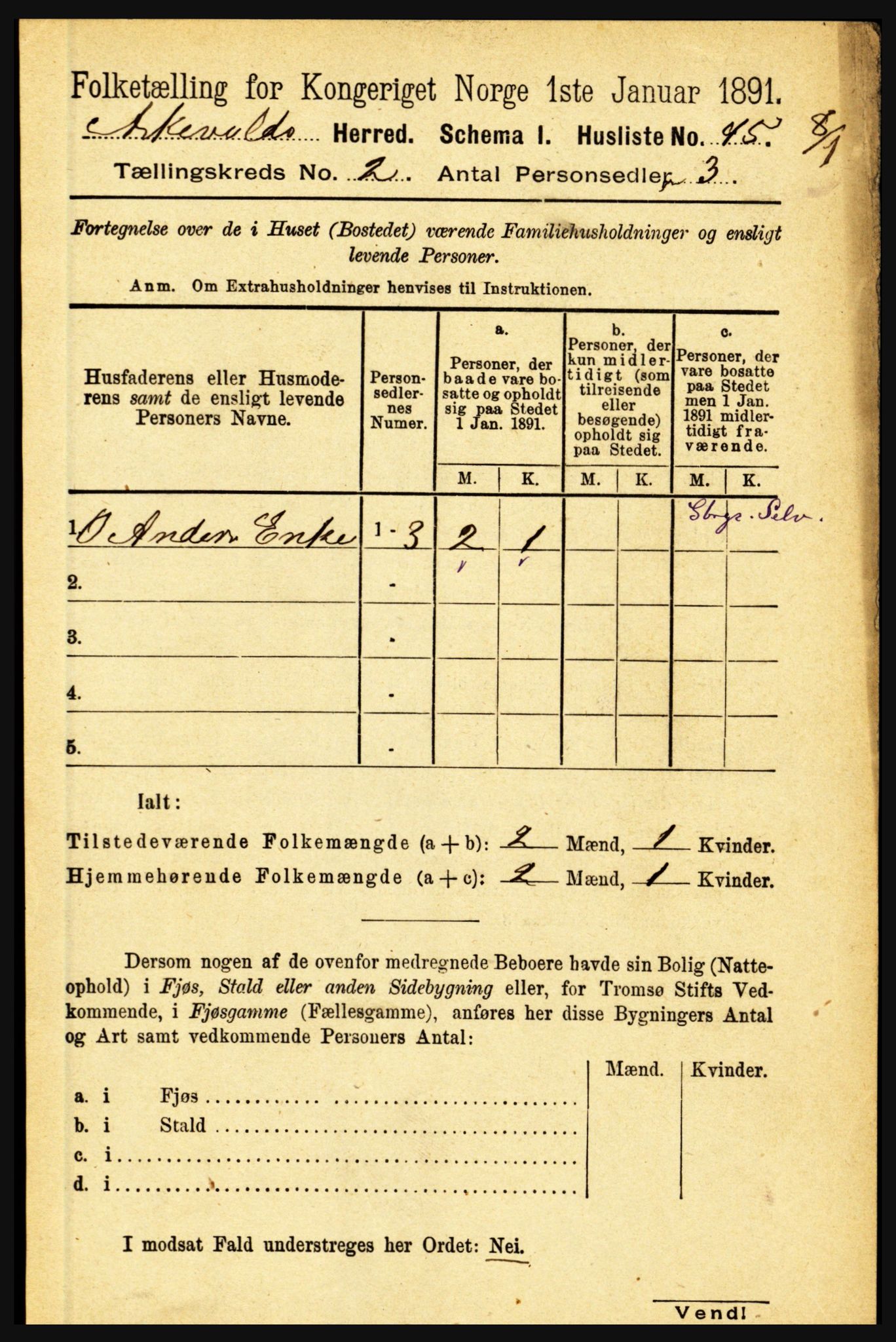 RA, 1891 census for 1428 Askvoll, 1891, p. 413