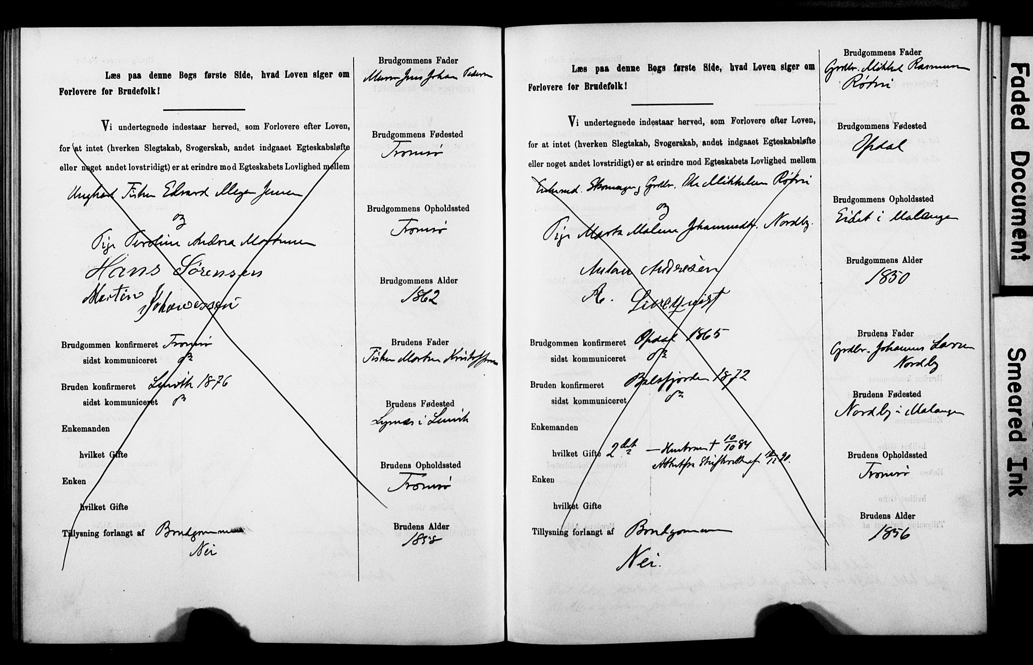 Tromsø sokneprestkontor/stiftsprosti/domprosti, SATØ/S-1343/H/Hc/L0099/0001: Banns register no. 5, 1886-1892