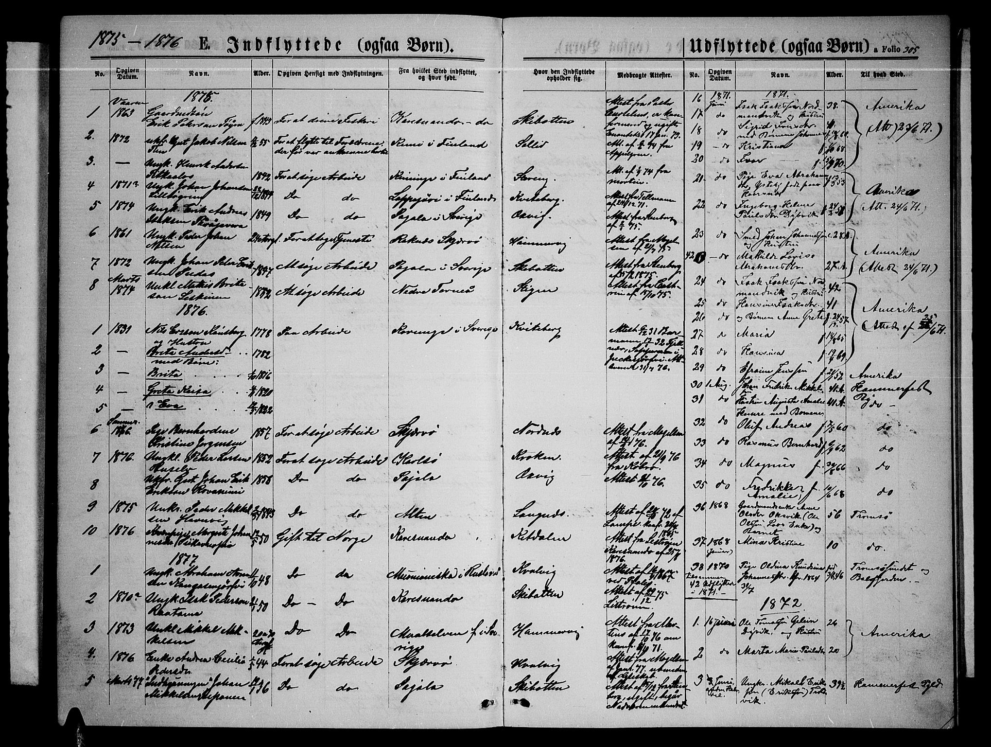 Lyngen sokneprestembete, SATØ/S-1289/H/He/Heb/L0004klokker: Parish register (copy) no. 4, 1868-1878, p. 305