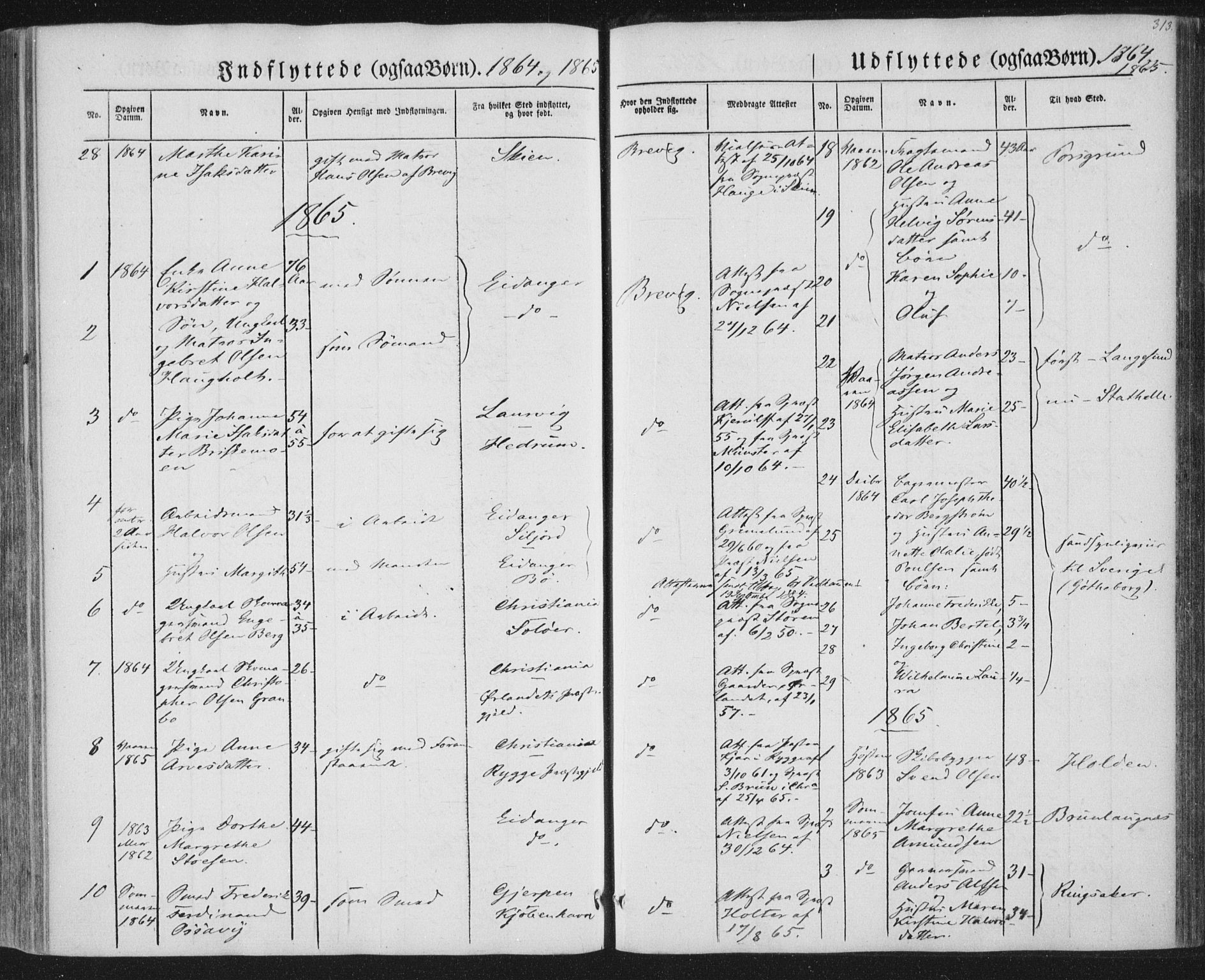 Brevik kirkebøker, AV/SAKO-A-255/F/Fa/L0005: Parish register (official) no. 5, 1847-1865, p. 313