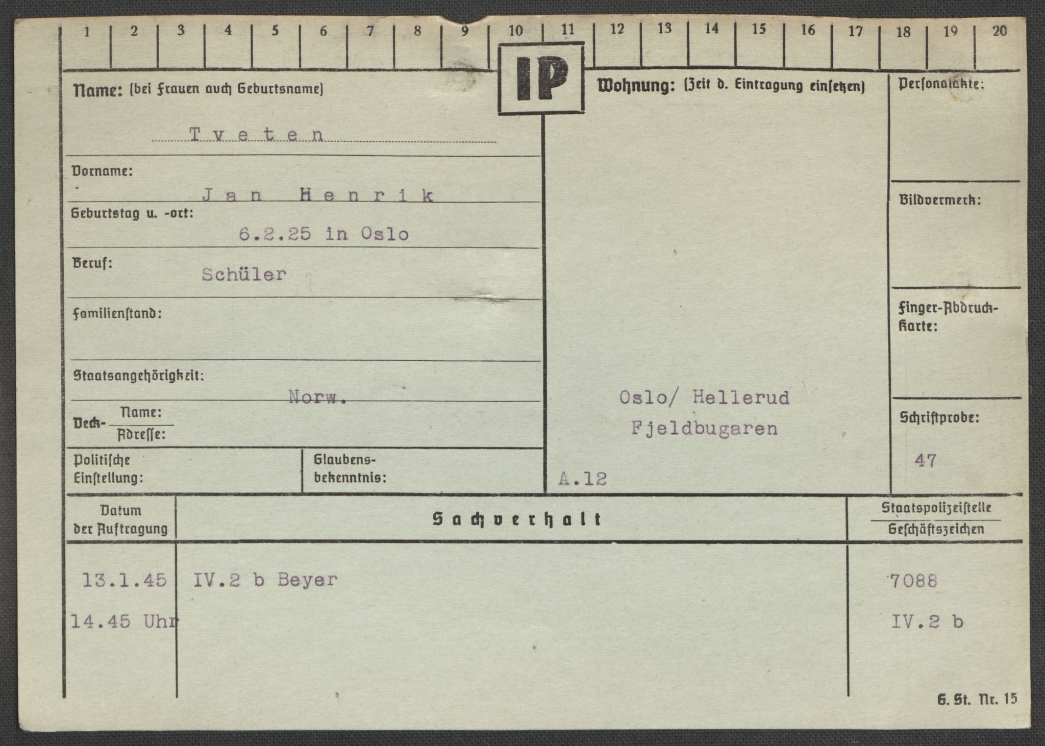 Befehlshaber der Sicherheitspolizei und des SD, RA/RAFA-5969/E/Ea/Eaa/L0010: Register over norske fanger i Møllergata 19: Sø-Å, 1940-1945, p. 564