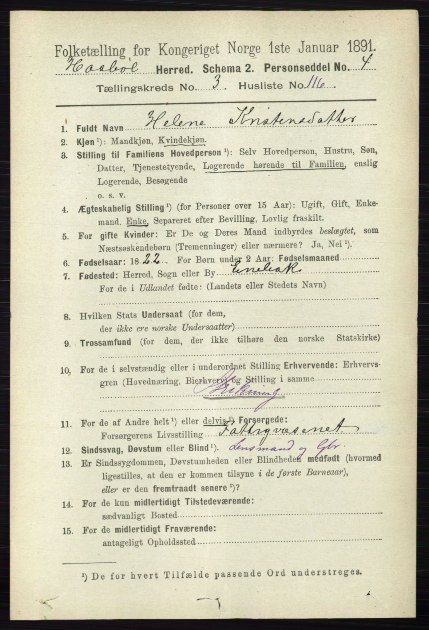 RA, 1891 census for 0138 Hobøl, 1891, p. 2323