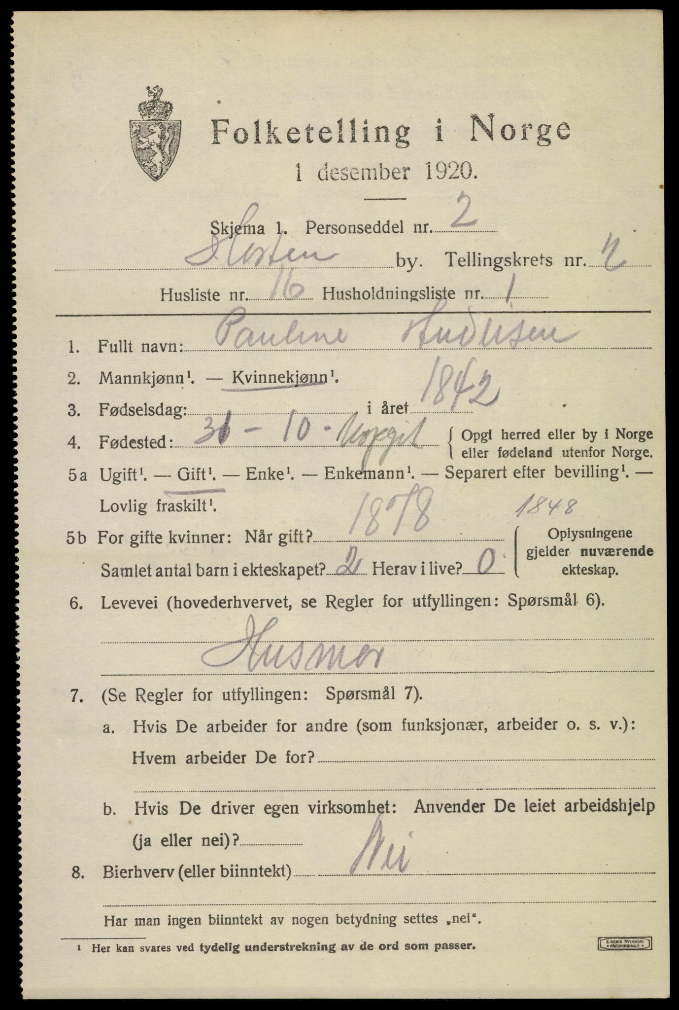 SAKO, 1920 census for Horten, 1920, p. 10385