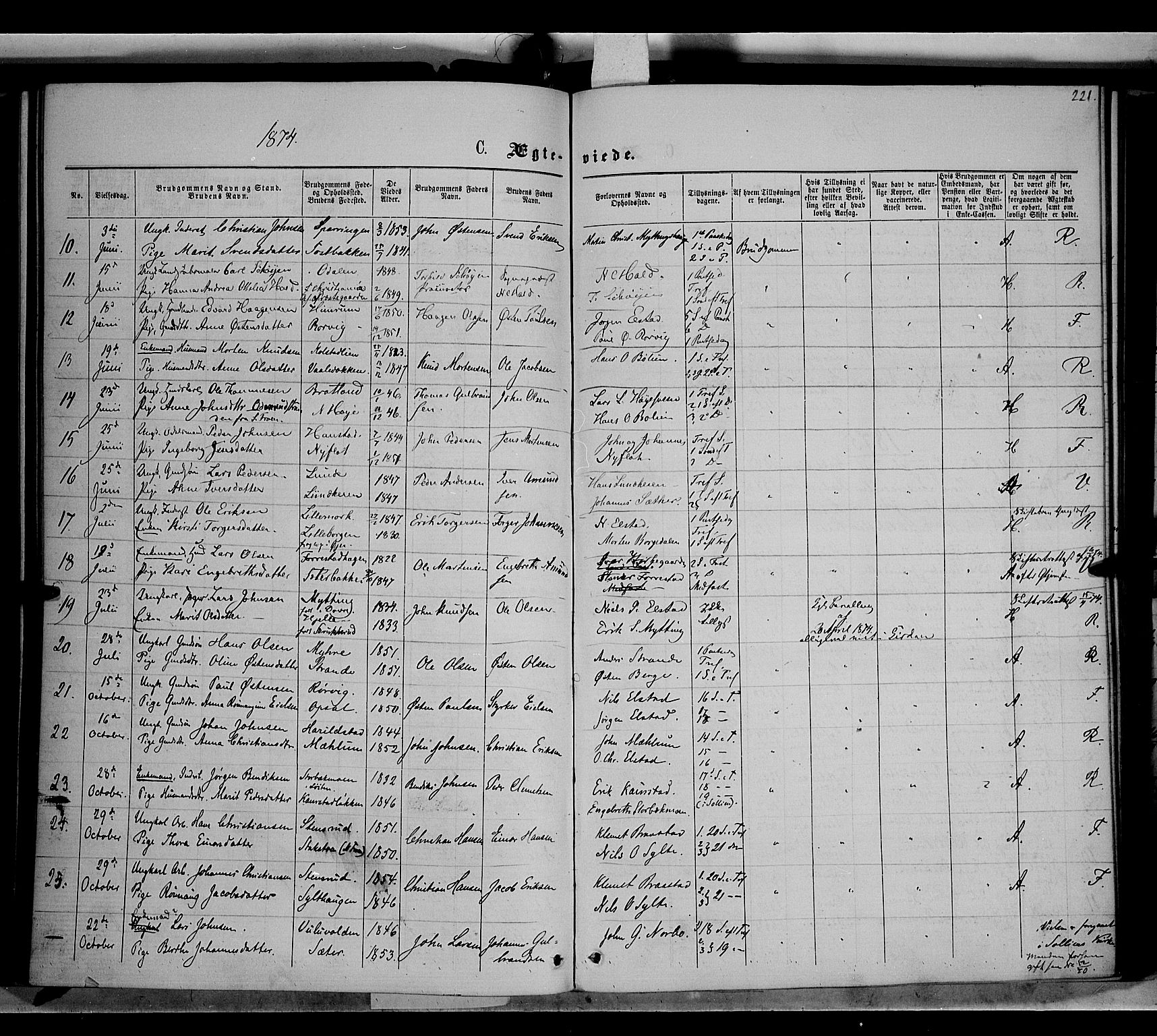 Ringebu prestekontor, SAH/PREST-082/H/Ha/Haa/L0007: Parish register (official) no. 7, 1860-1877, p. 221