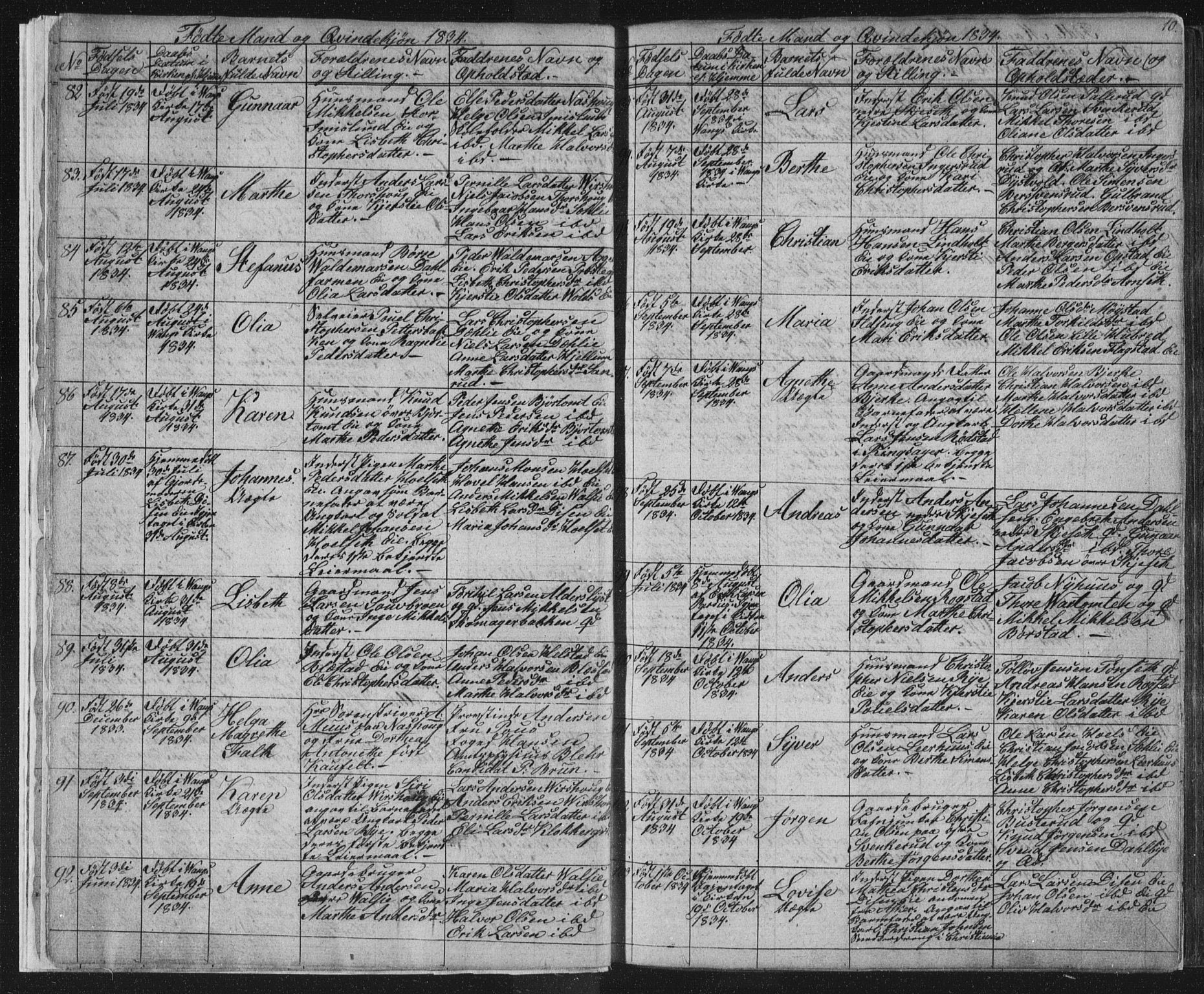 Vang prestekontor, Hedmark, AV/SAH-PREST-008/H/Ha/Hab/L0008: Parish register (copy) no. 8, 1832-1854, p. 10