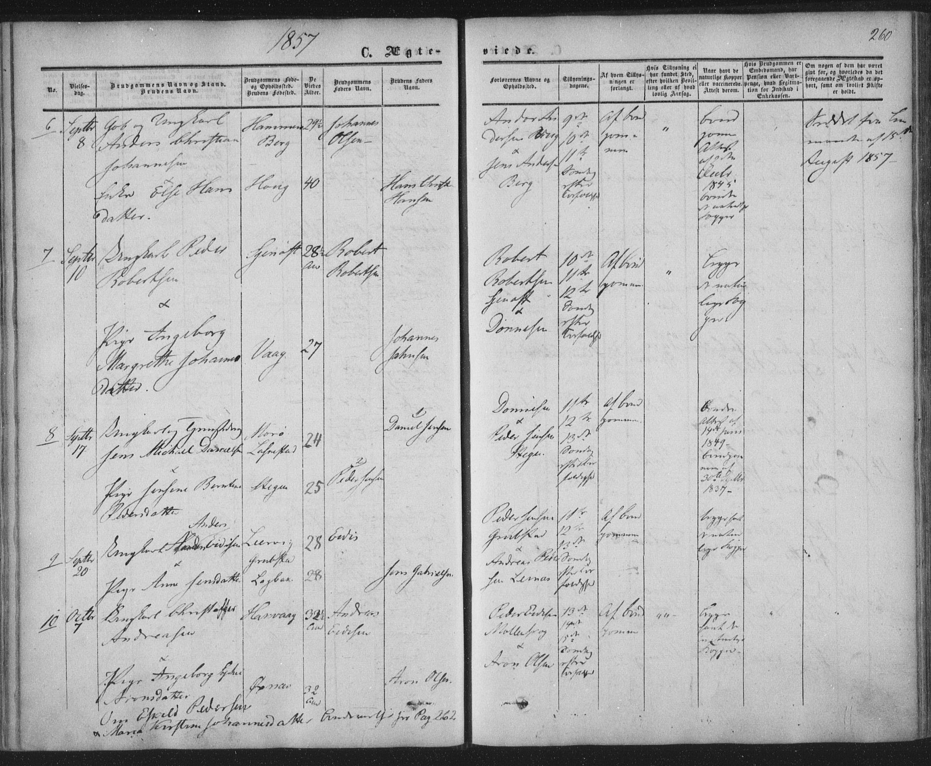 Ministerialprotokoller, klokkerbøker og fødselsregistre - Nordland, AV/SAT-A-1459/855/L0800: Parish register (official) no. 855A08, 1852-1864, p. 260