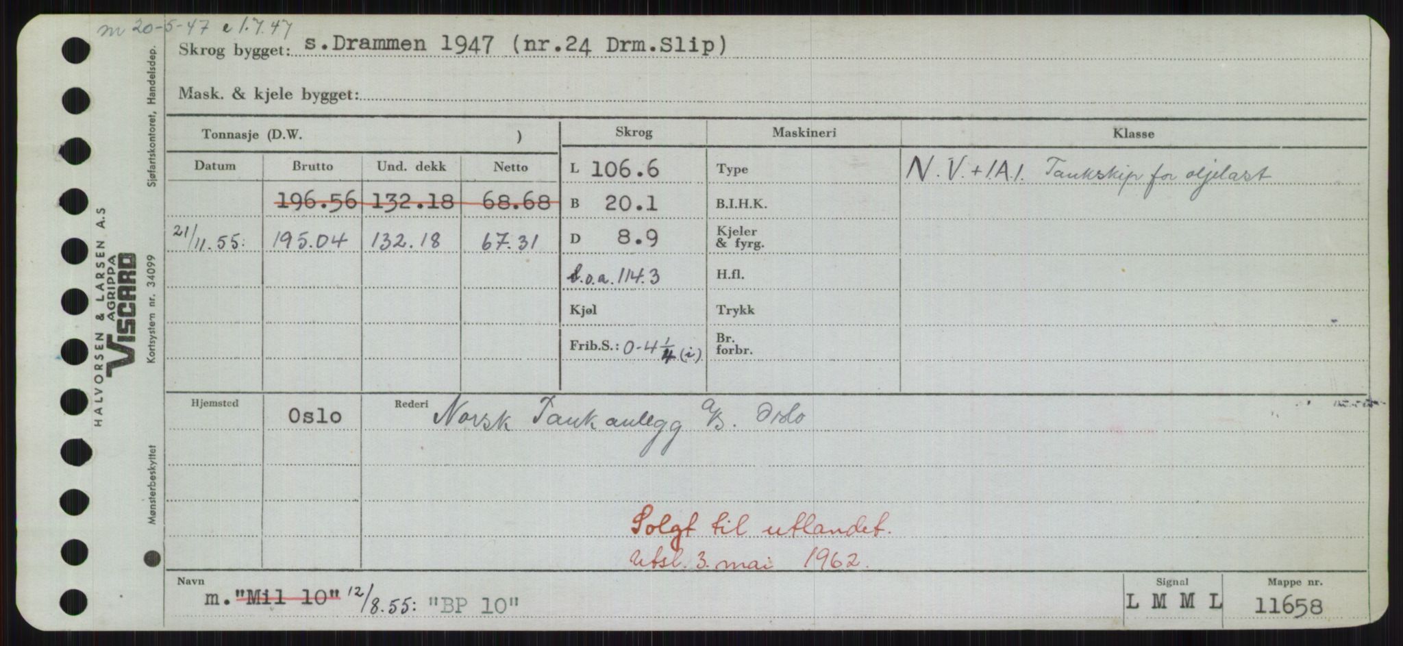 Sjøfartsdirektoratet med forløpere, Skipsmålingen, RA/S-1627/H/Hd/L0003: Fartøy, B-Bev, p. 19