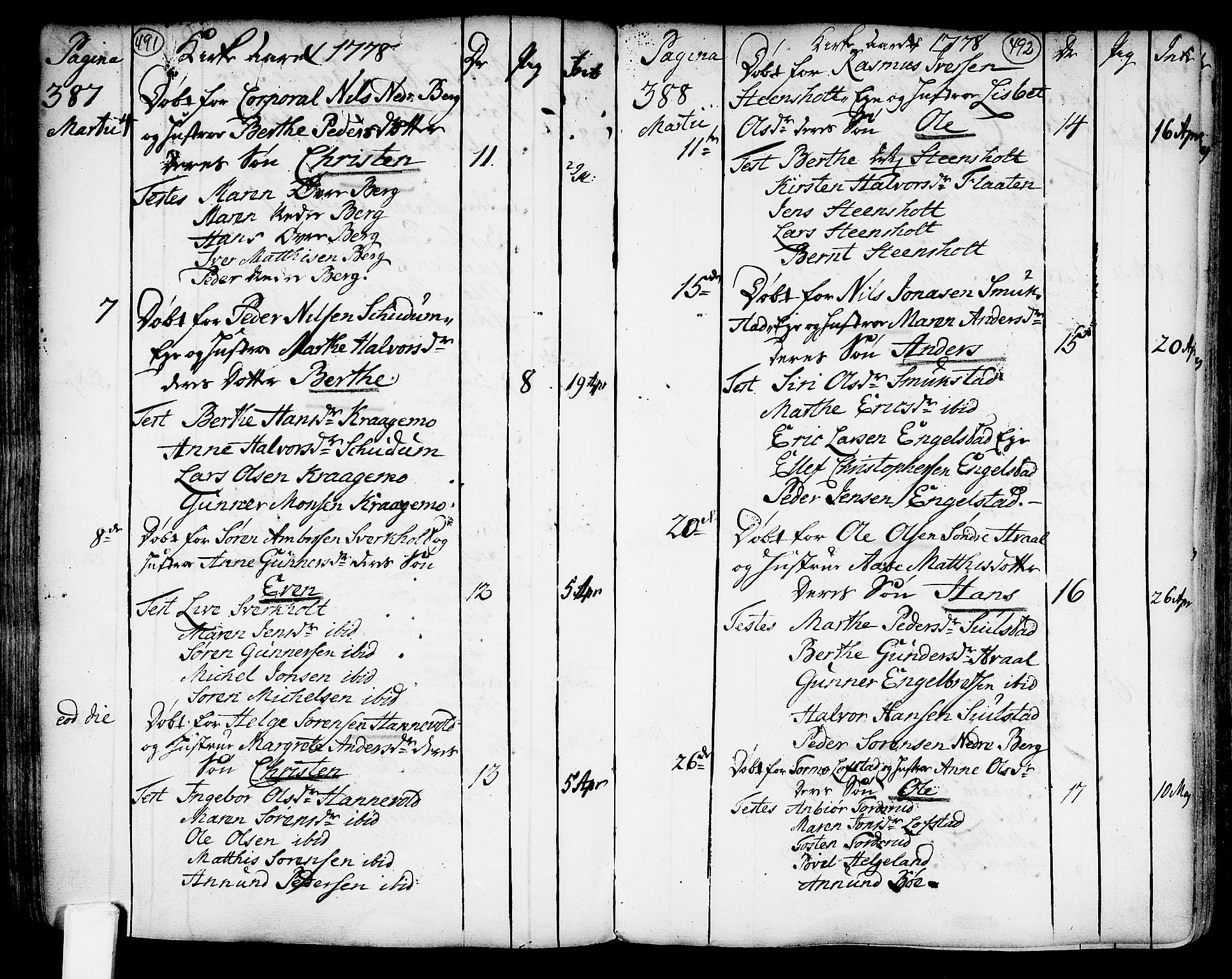 Lardal kirkebøker, AV/SAKO-A-350/F/Fa/L0003: Parish register (official) no. I 3, 1733-1815, p. 491-492