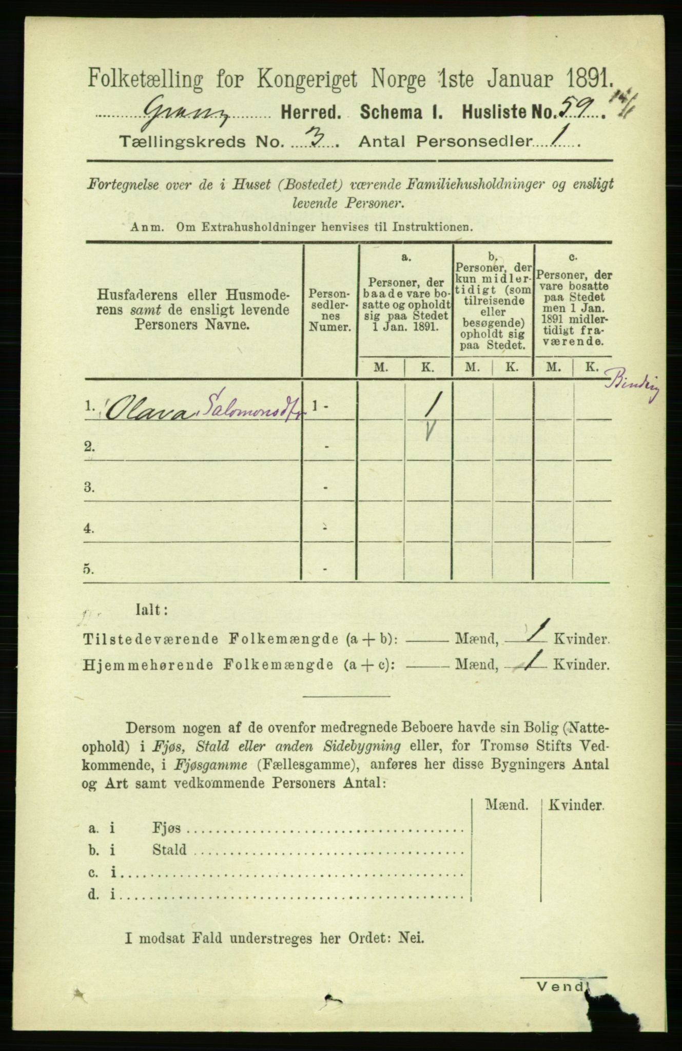 RA, 1891 census for 1742 Grong, 1891, p. 1086