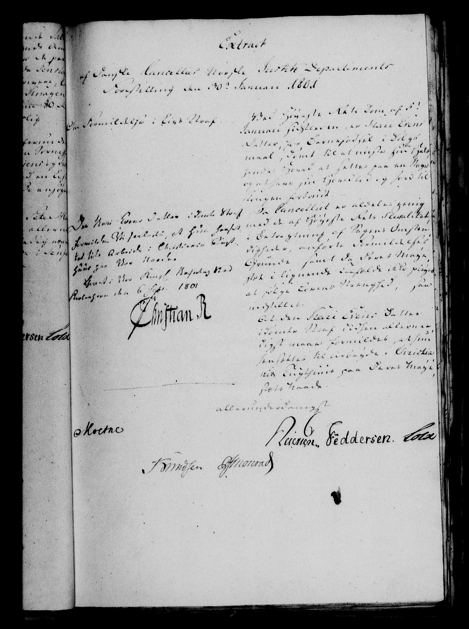 Danske Kanselli 1800-1814, AV/RA-EA-3024/H/Hf/Hfa/Hfaa/L0002: Ekstrakt av forestillinger, 1801