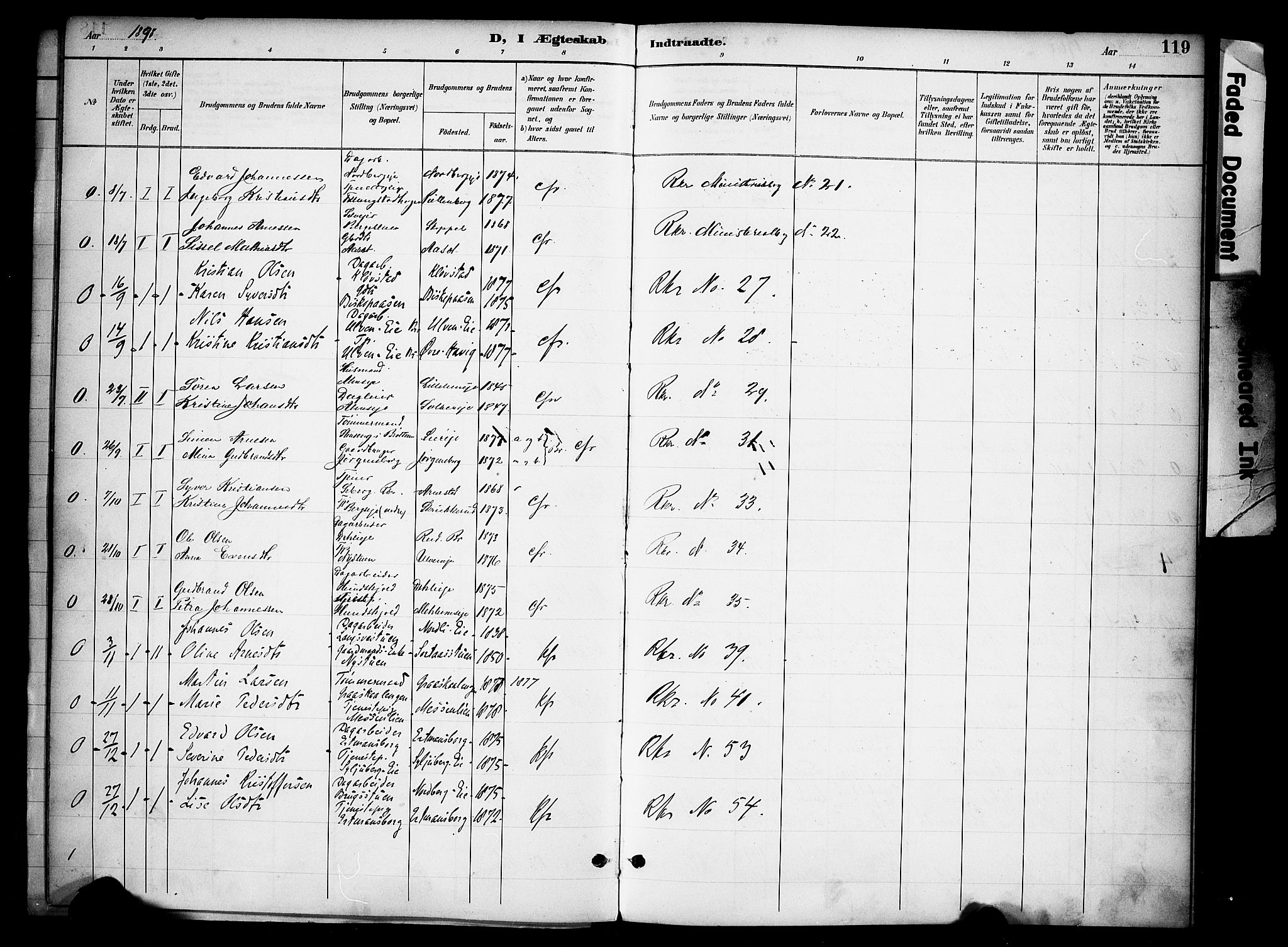 Ringsaker prestekontor, SAH/PREST-014/K/Ka/L0015: Parish register (official) no. 15, 1891-1904, p. 119