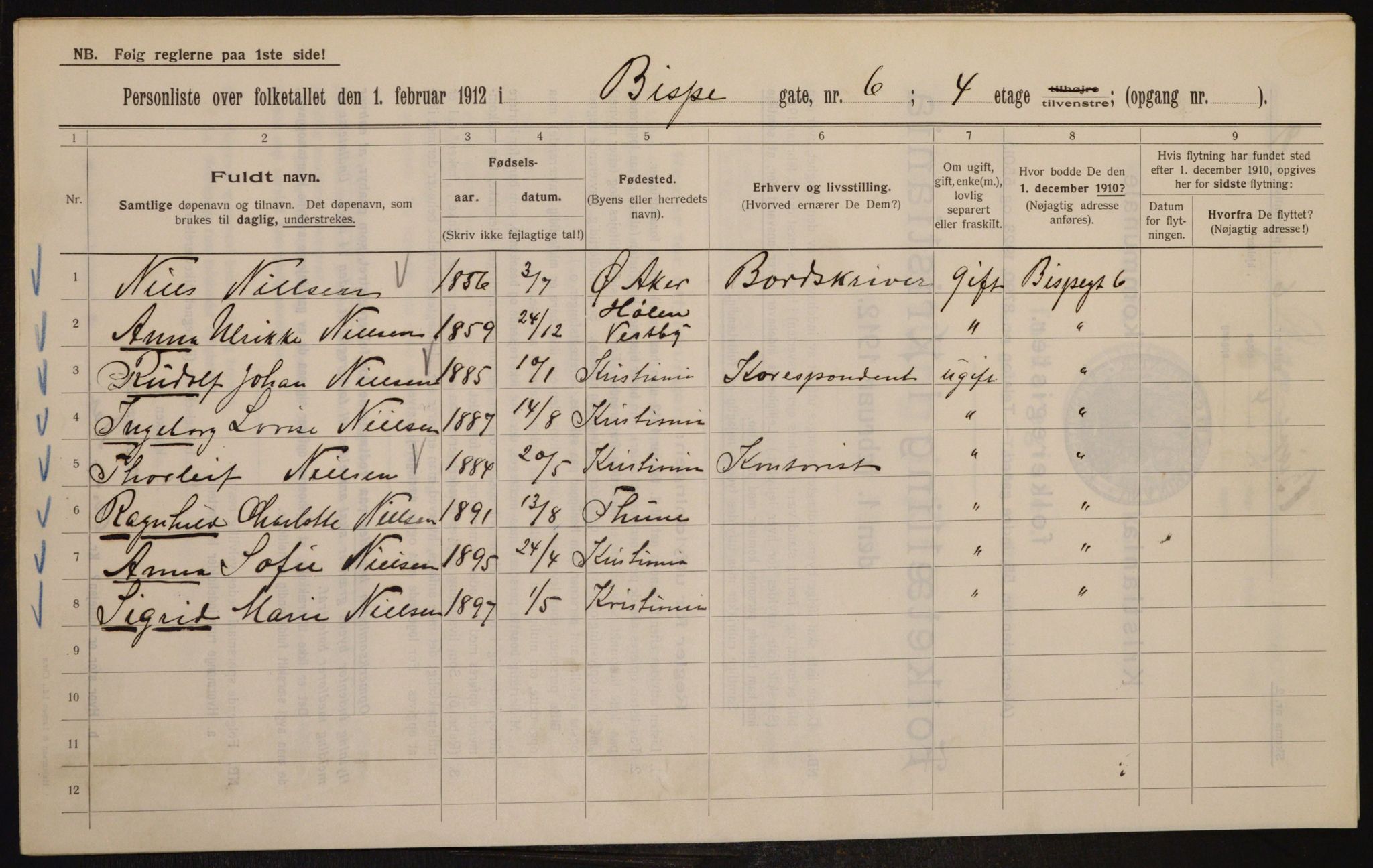 OBA, Municipal Census 1912 for Kristiania, 1912, p. 5239