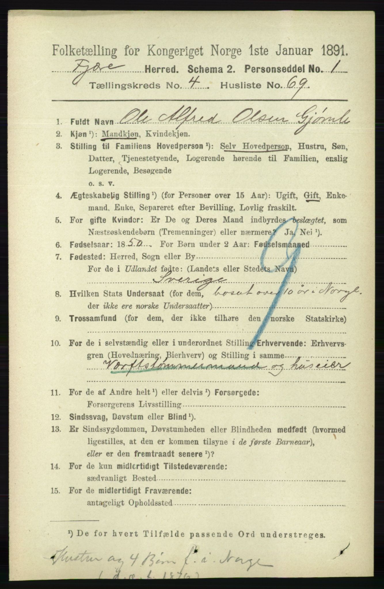 RA, 1891 census for 0923 Fjære, 1891, p. 2321