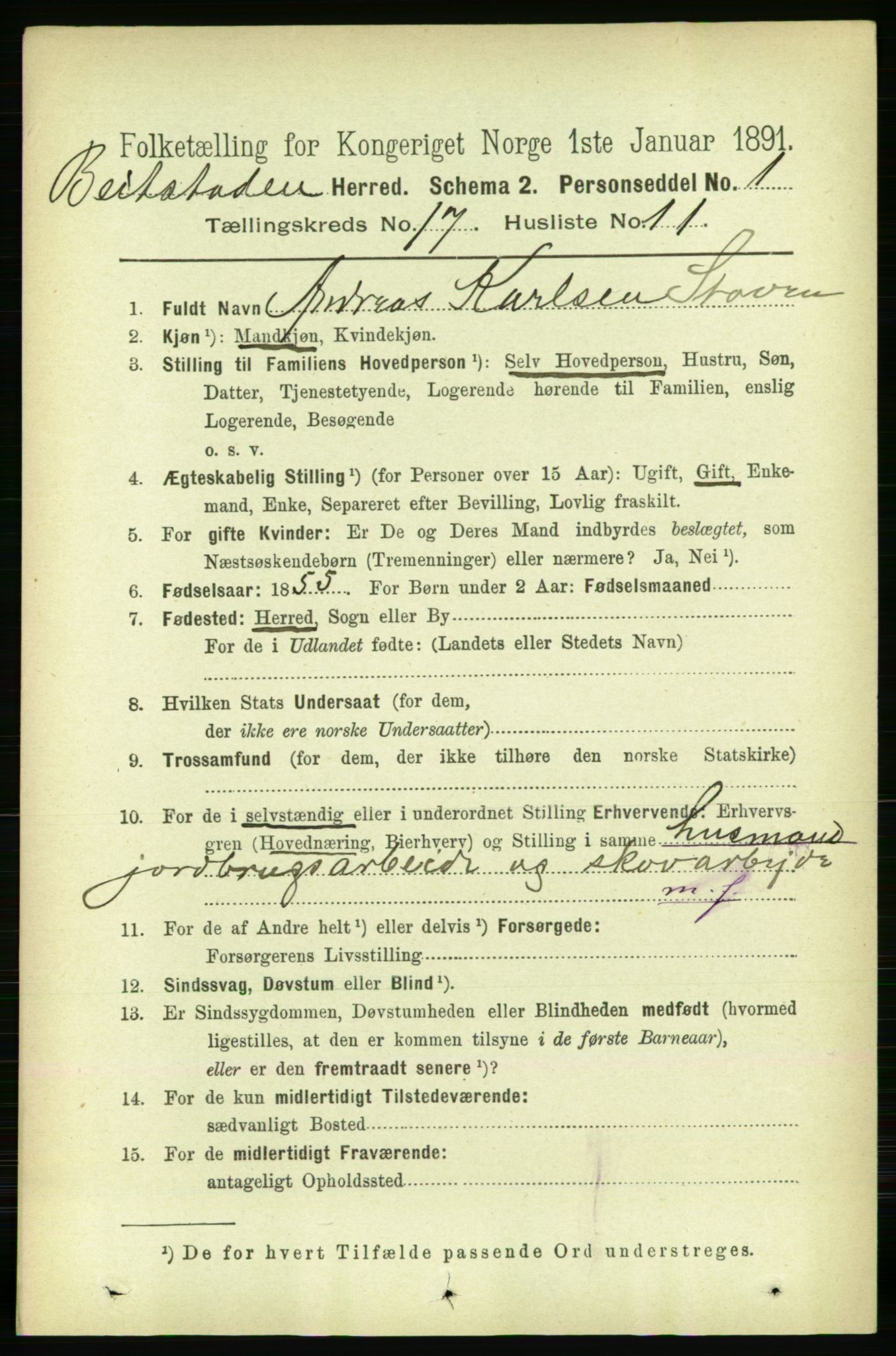 RA, 1891 census for 1727 Beitstad, 1891, p. 4444