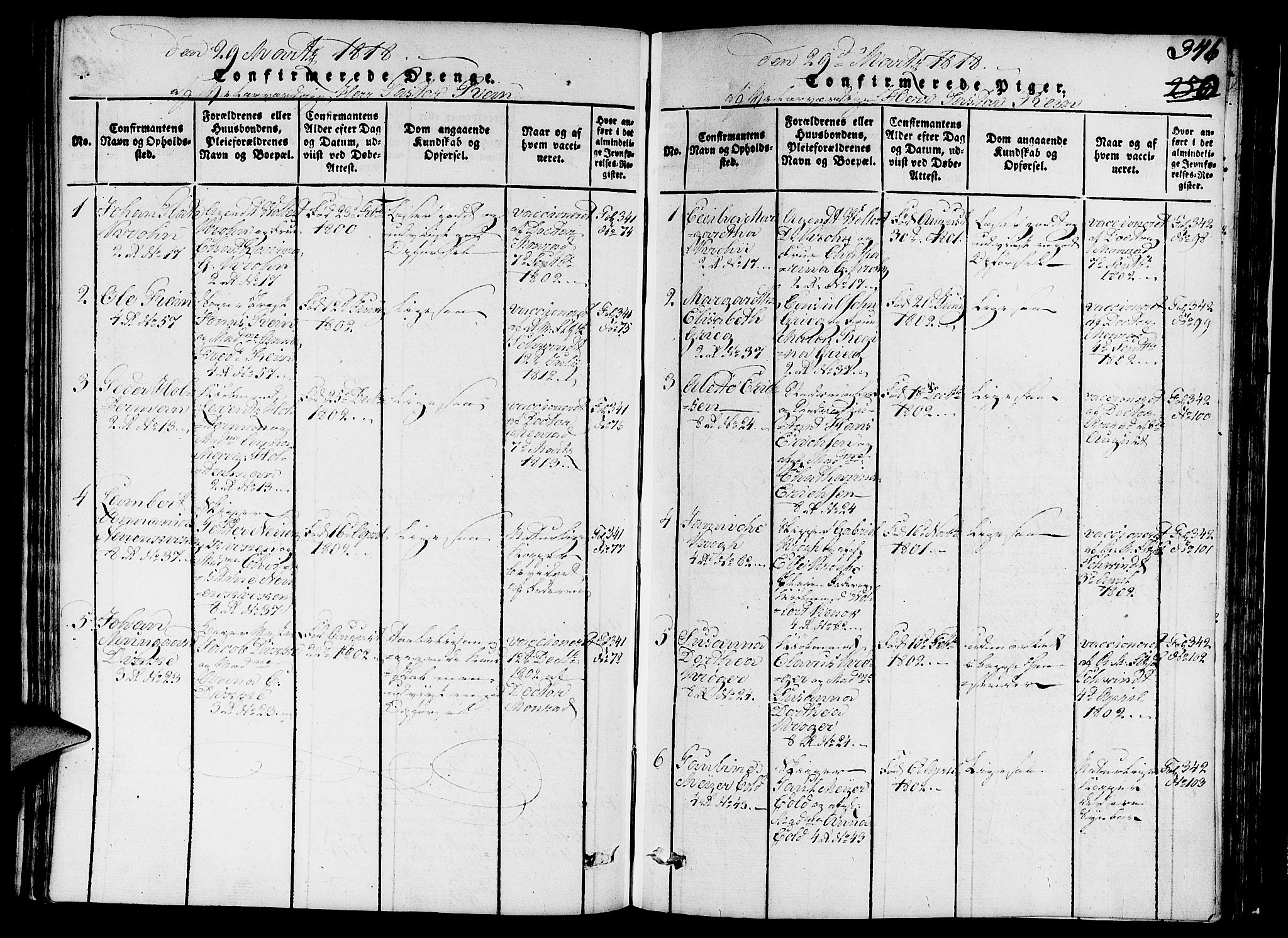 Nykirken Sokneprestembete, AV/SAB-A-77101/H/Hab/L0003: Parish register (copy) no. A 4, 1816-1821, p. 346