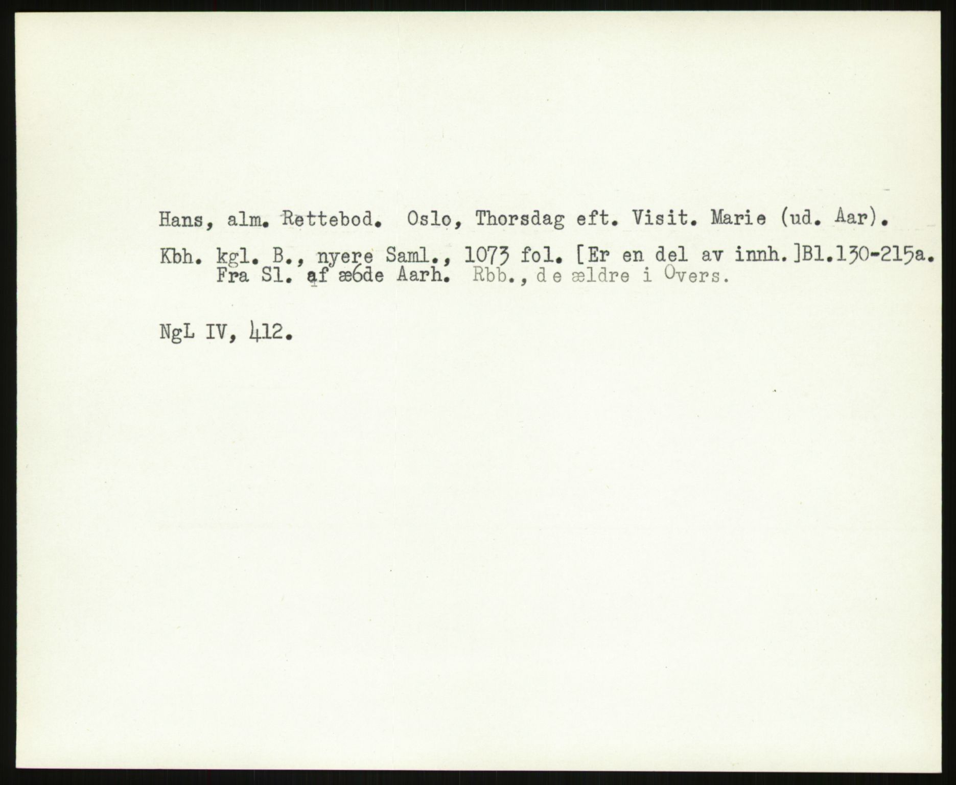 Norsk Historisk Kjeldeskrift-Institutt (NHKI), AV/RA-S-6117/G/Gc/L0031: Tematisk register til Gustav Storms håndskriftbeskrivelser i NgL bd. IV, 1483-1558, p. 23