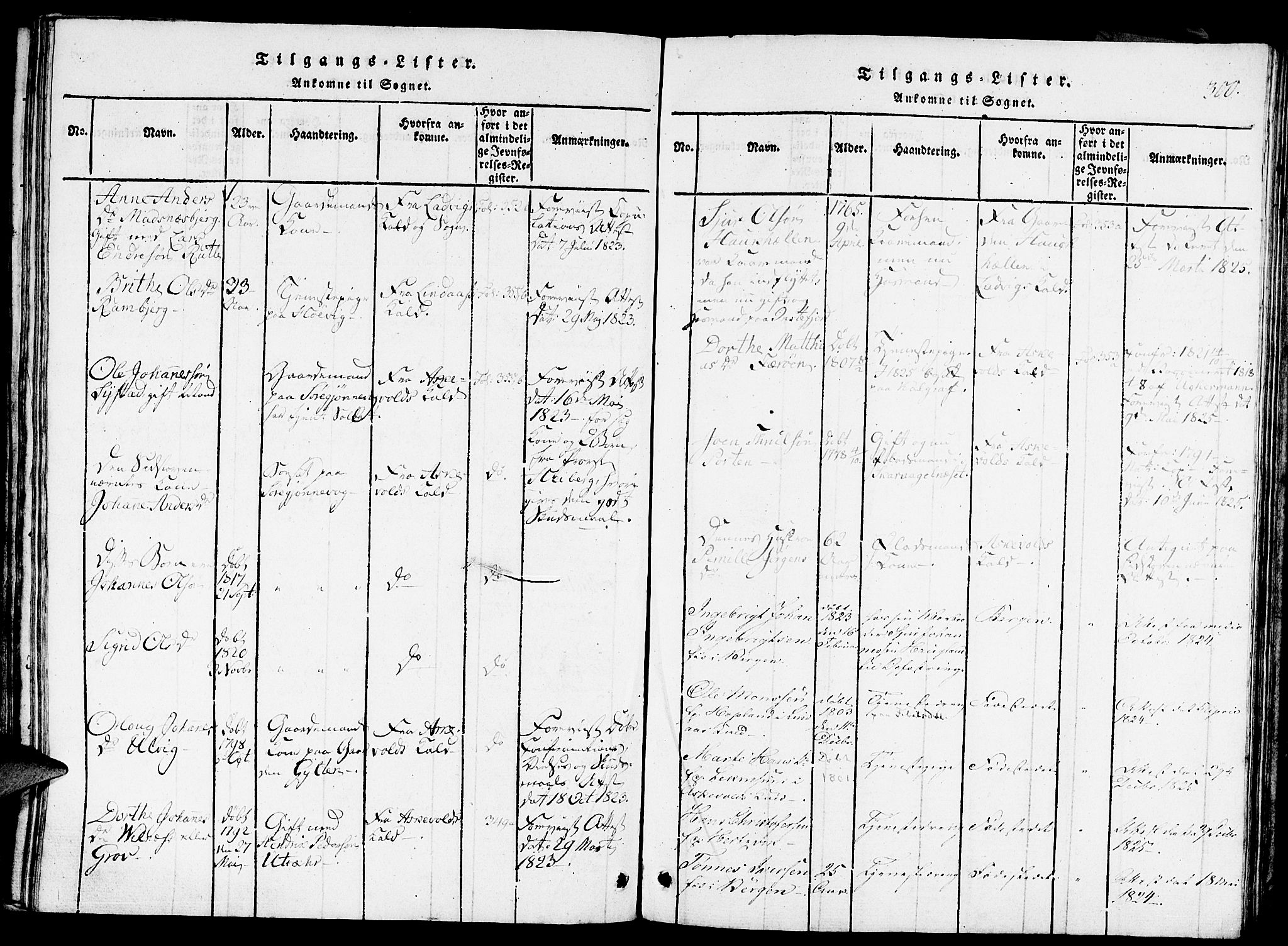 Gulen sokneprestembete, AV/SAB-A-80201/H/Haa/Haaa/L0018: Parish register (official) no. A 18, 1816-1825, p. 300