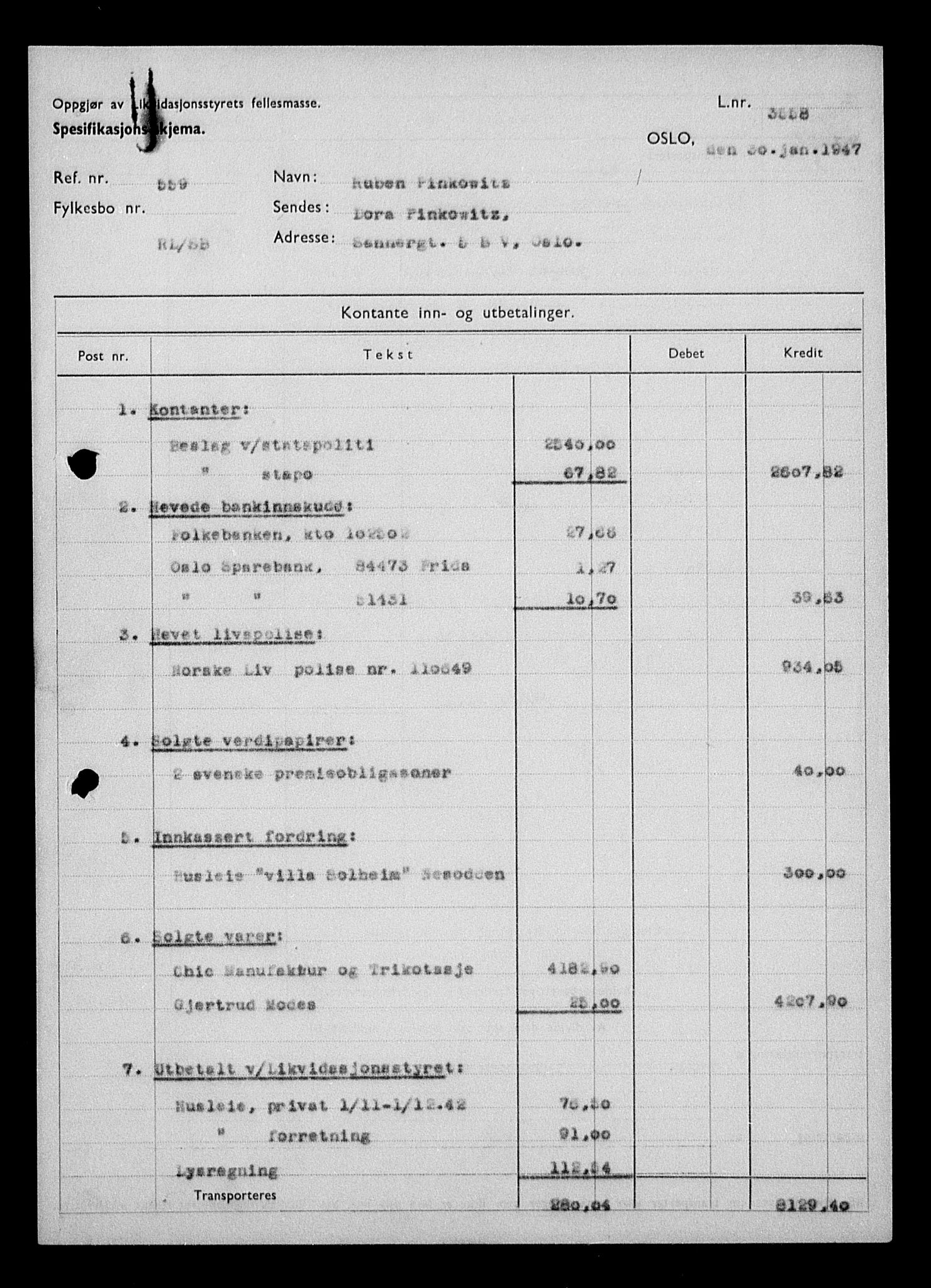 Justisdepartementet, Tilbakeføringskontoret for inndratte formuer, AV/RA-S-1564/H/Hc/Hcc/L0969: --, 1945-1947, p. 86