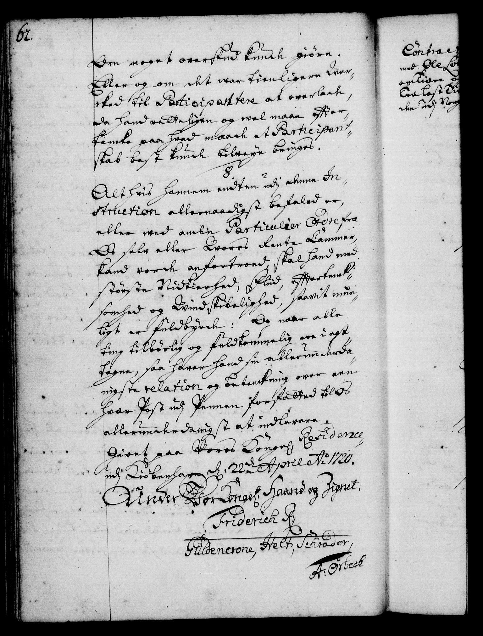 Rentekammeret, Kammerkanselliet, RA/EA-3111/G/Gg/Ggi/L0001: Norsk instruksjonsprotokoll med register (merket RK 53.34), 1720-1729, p. 62