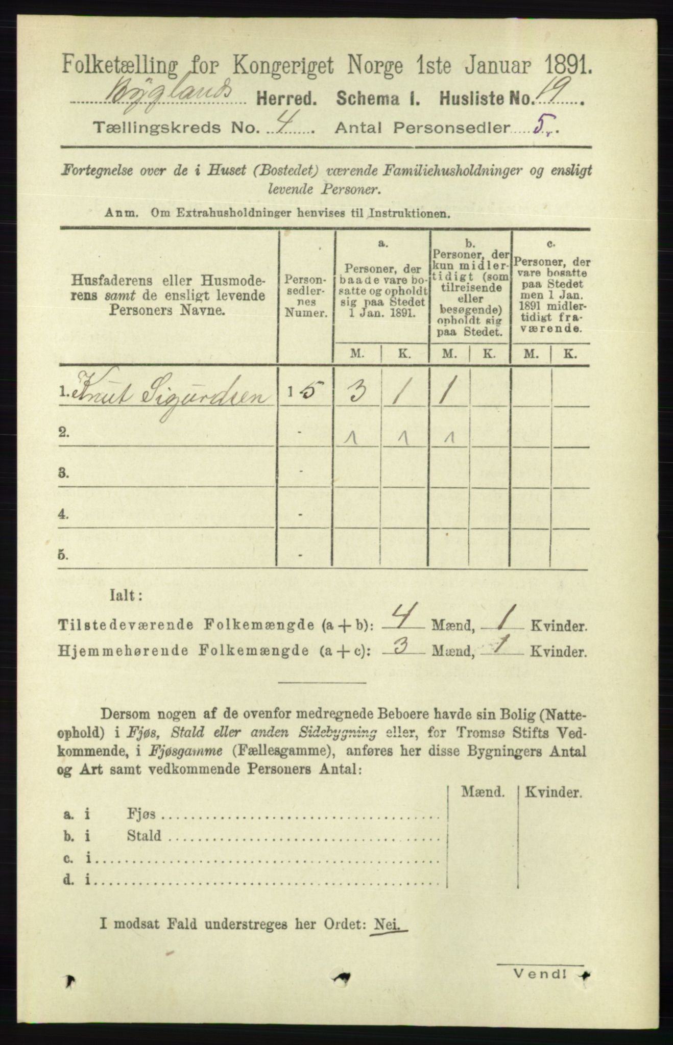 RA, 1891 census for 0938 Bygland, 1891, p. 847