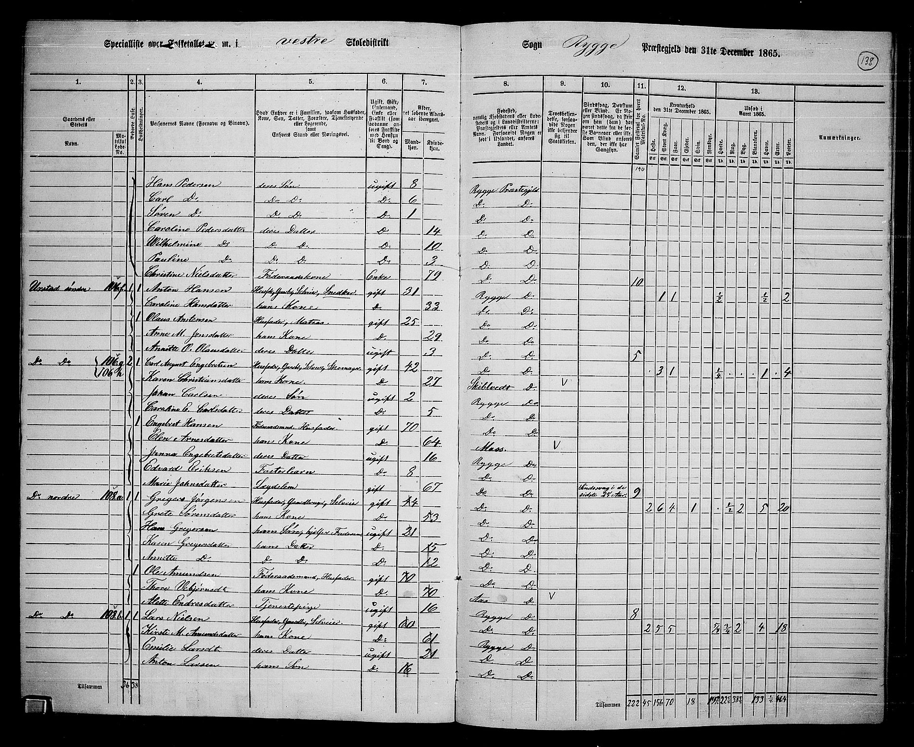 RA, 1865 census for Rygge, 1865, p. 80