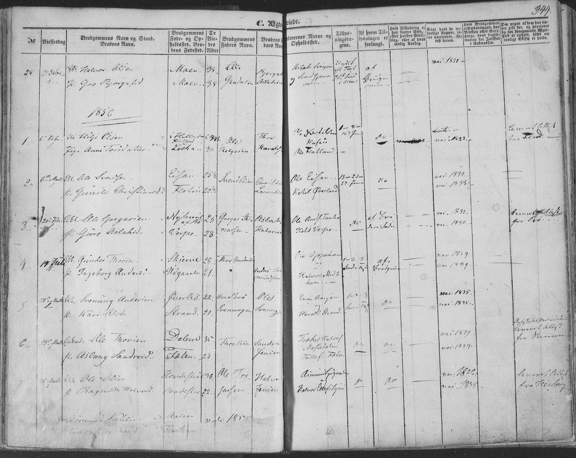 Seljord kirkebøker, AV/SAKO-A-20/F/Fa/L012b: Parish register (official) no. I 12B, 1850-1865, p. 344