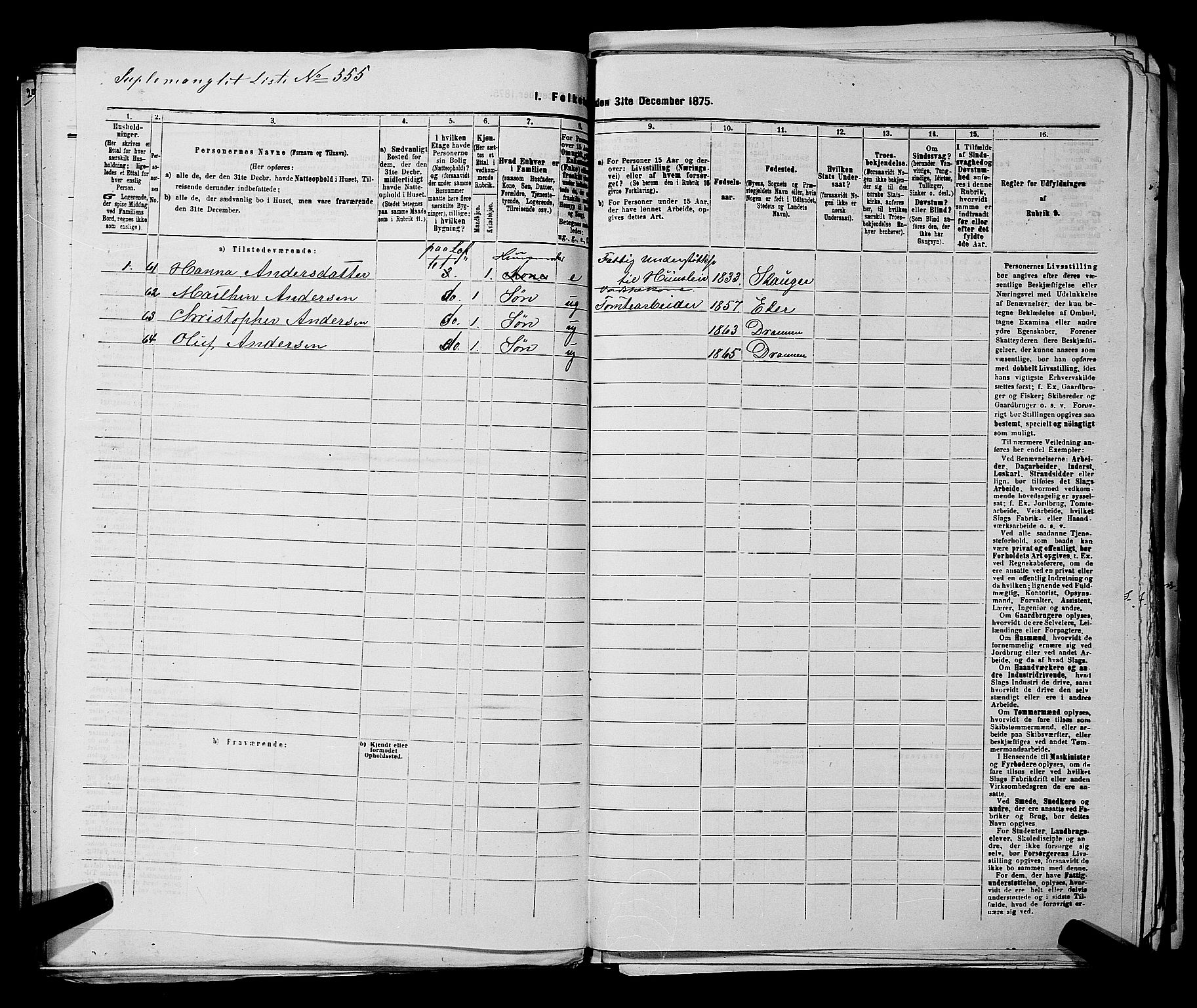 SAKO, 1875 census for 0602 Drammen, 1875, p. 1674