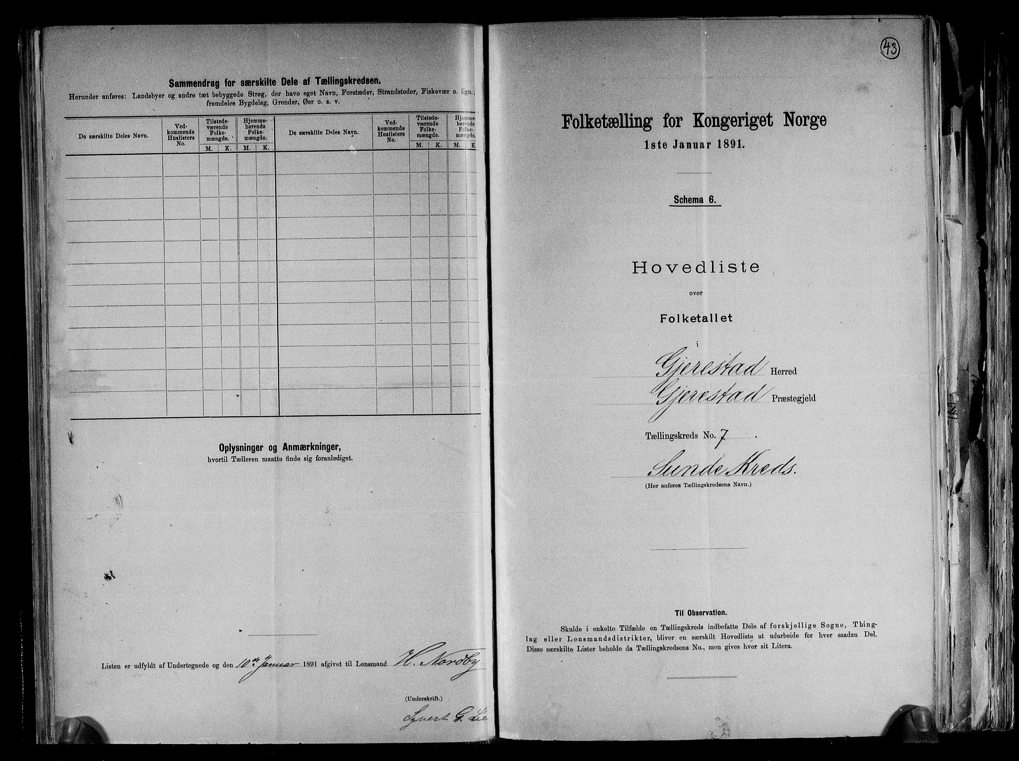 RA, 1891 census for 0911 Gjerstad, 1891, p. 17