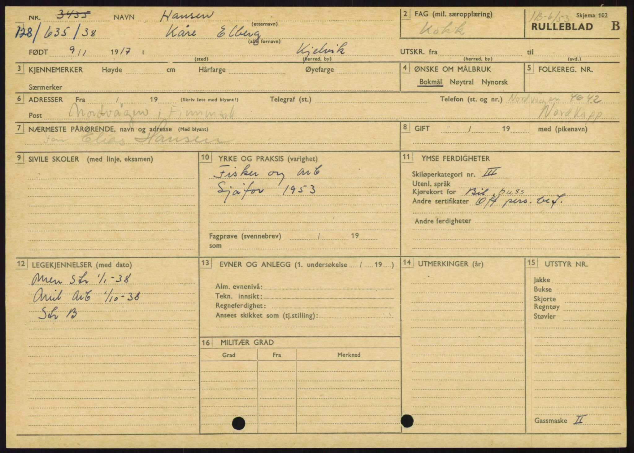 Forsvaret, Varanger bataljon, AV/RA-RAFA-2258/1/D/L0446: Rulleblad for menige født 1917-1919, 1917-1919, p. 70