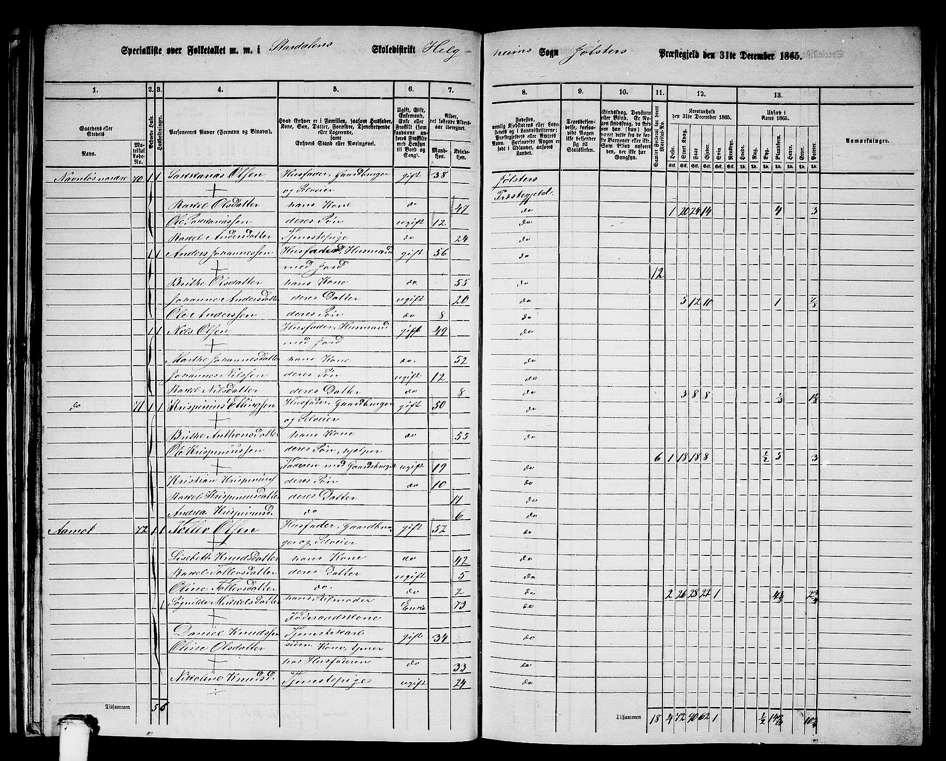 RA, 1865 census for Jølster, 1865, p. 50