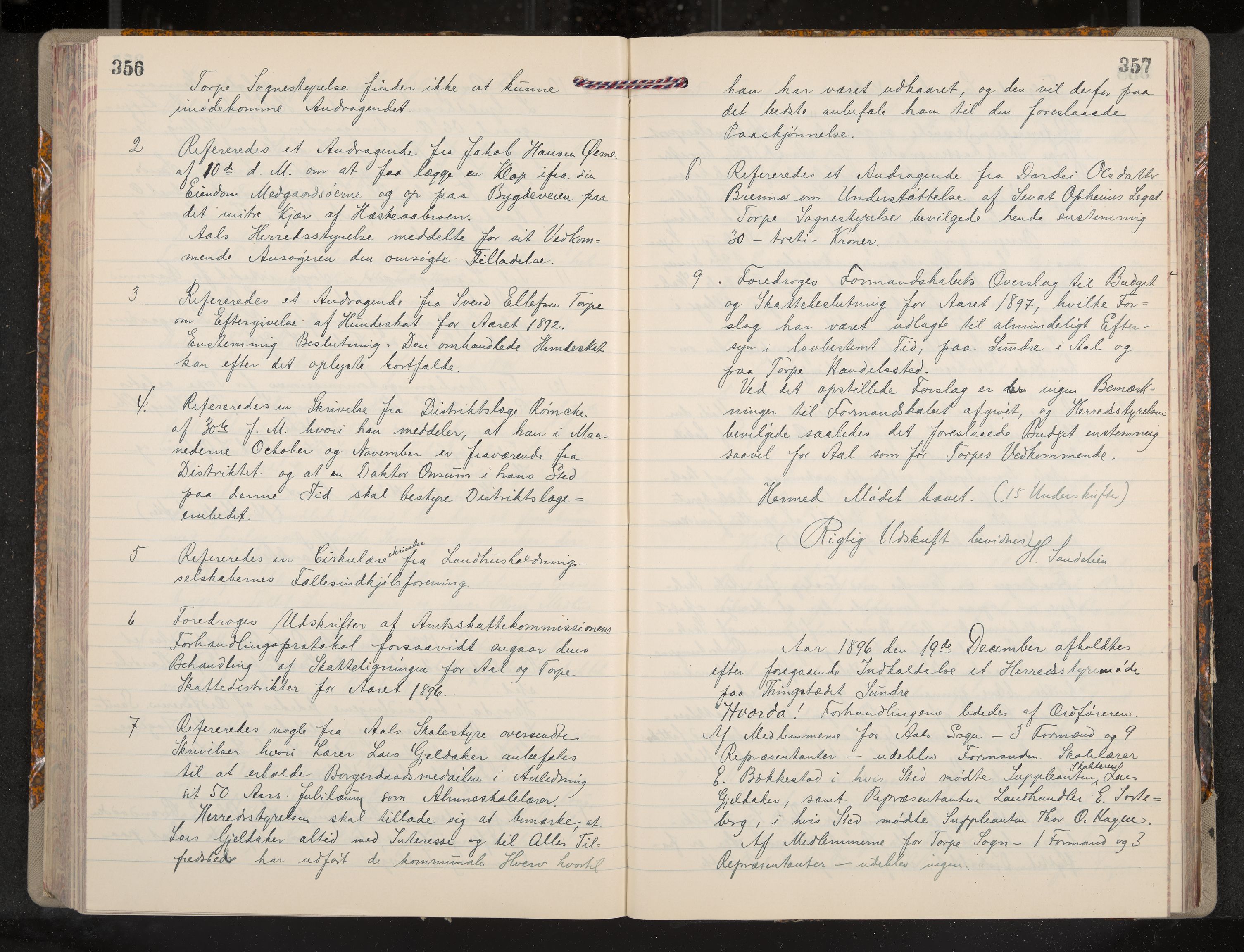 Ål formannskap og sentraladministrasjon, IKAK/0619021/A/Aa/L0004: Utskrift av møtebok, 1881-1901, p. 356-357