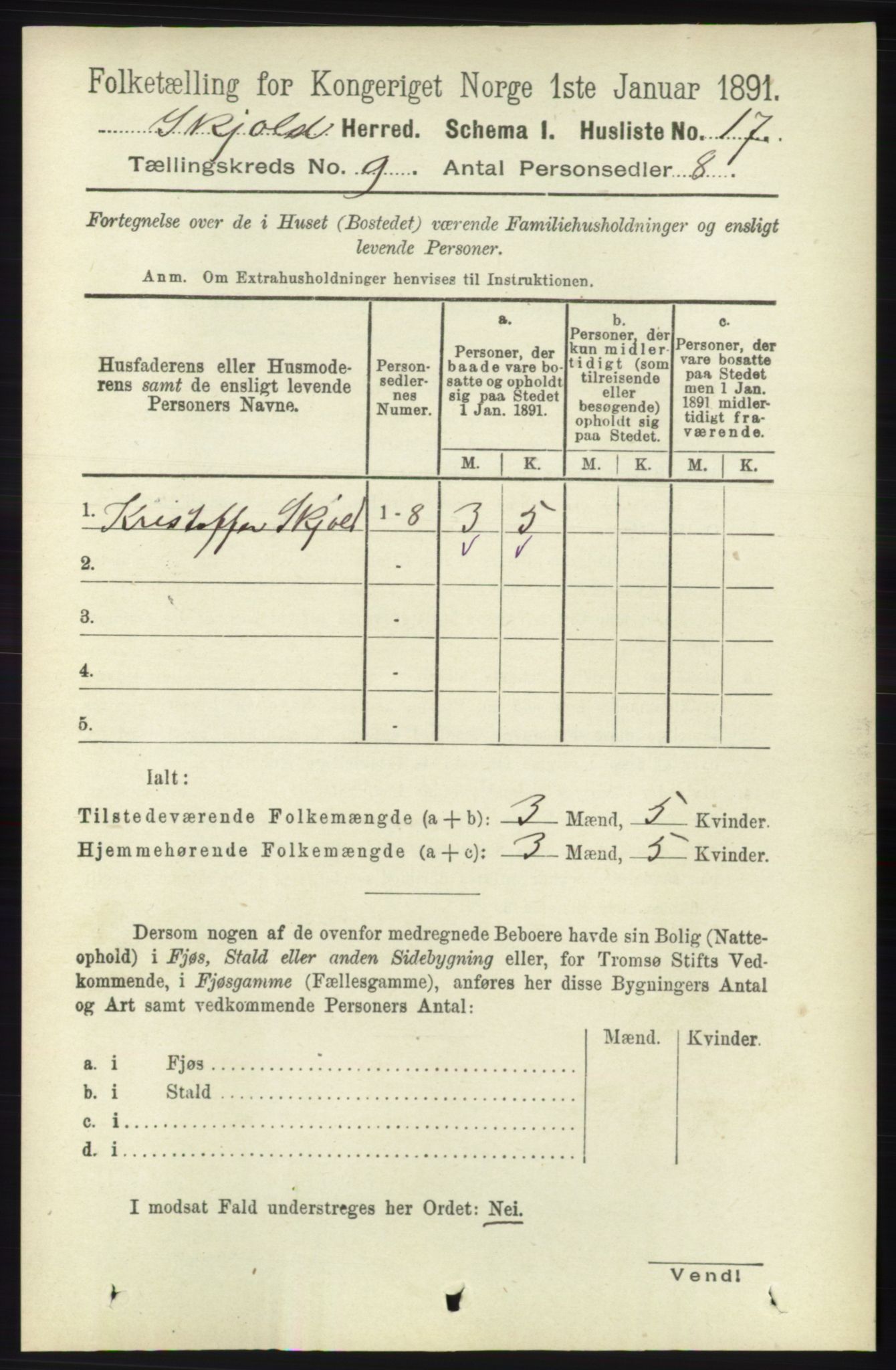 RA, 1891 census for 1154 Skjold, 1891, p. 1763