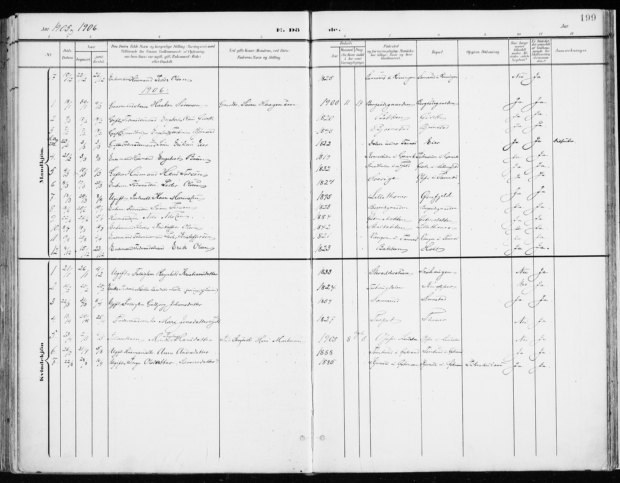Nord-Odal prestekontor, SAH/PREST-032/H/Ha/Haa/L0009: Parish register (official) no. 9, 1902-1926, p. 199