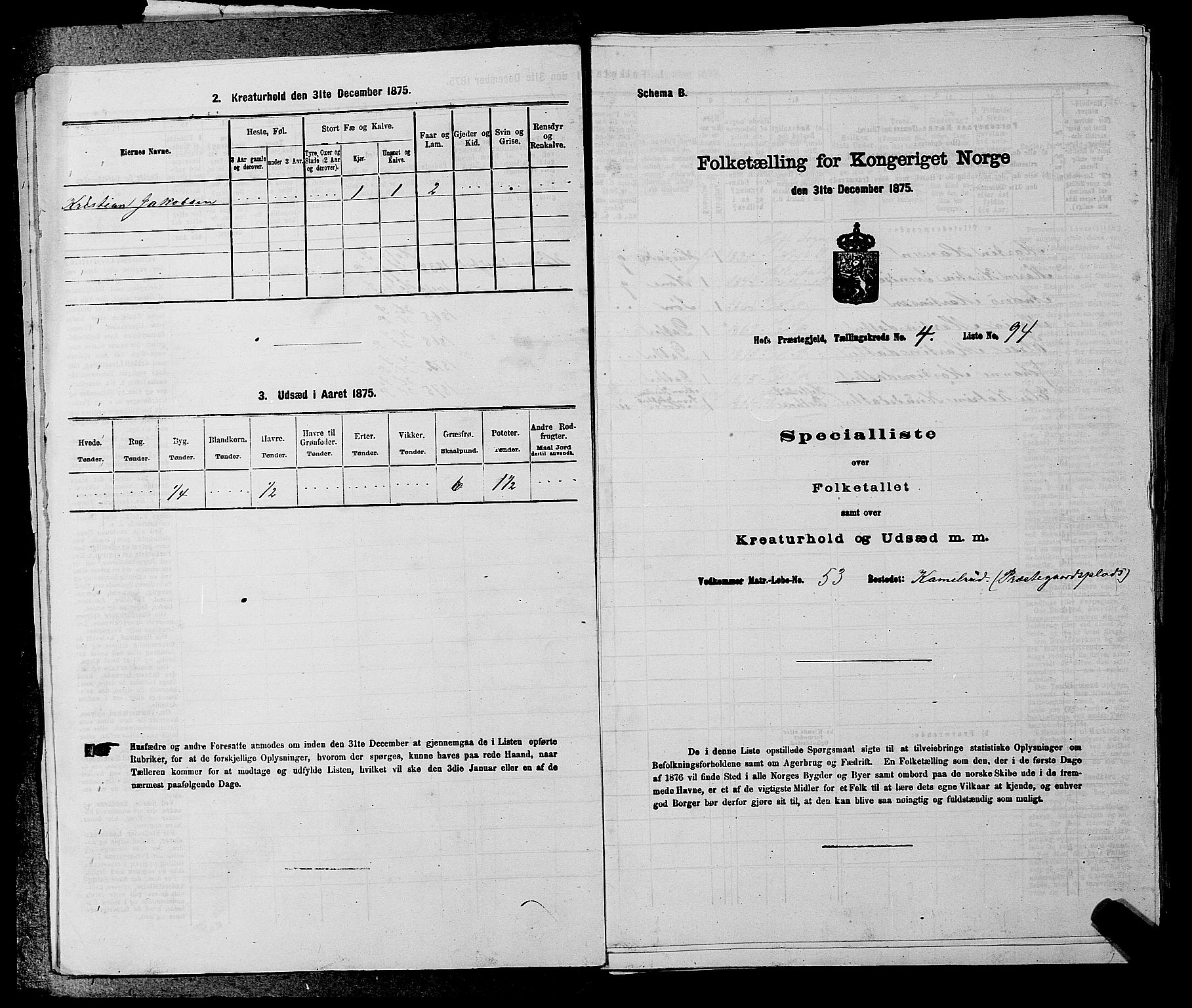 SAKO, 1875 census for 0714P Hof, 1875, p. 491