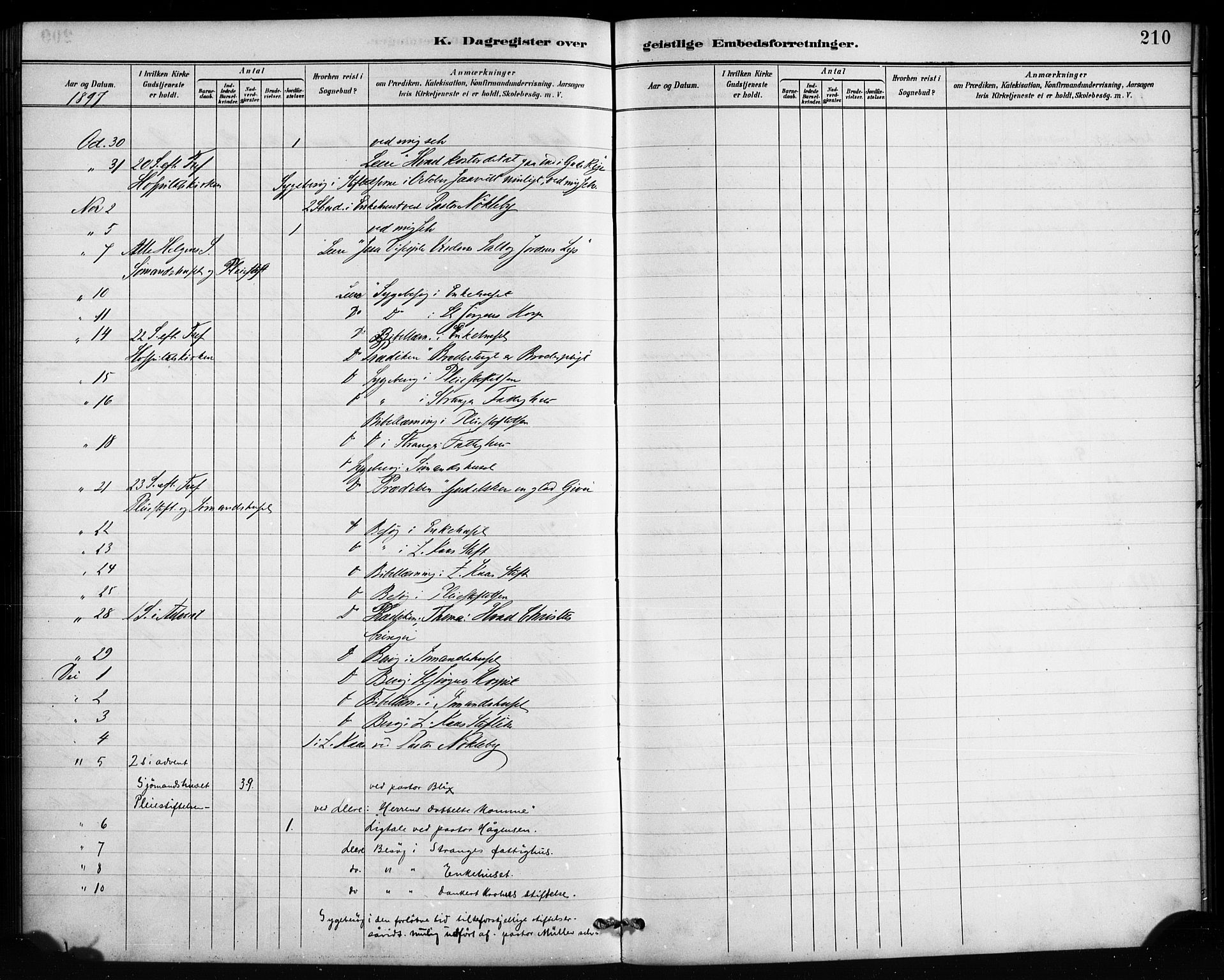 St. Jørgens hospital og Årstad sokneprestembete, AV/SAB-A-99934: Parish register (official) no. A 13, 1886-1906, p. 210