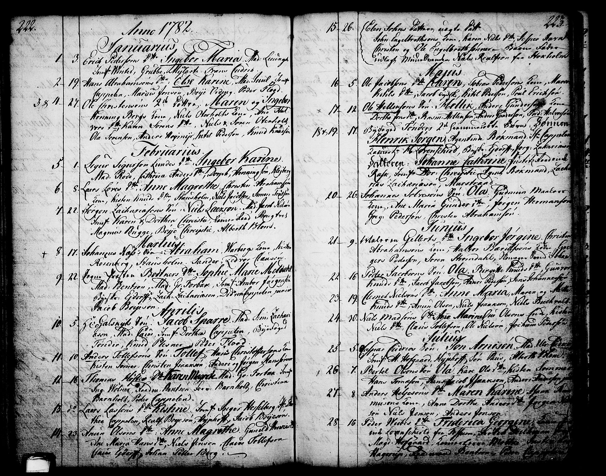Skien kirkebøker, SAKO/A-302/F/Fa/L0003: Parish register (official) no. 3, 1755-1791, p. 222-223