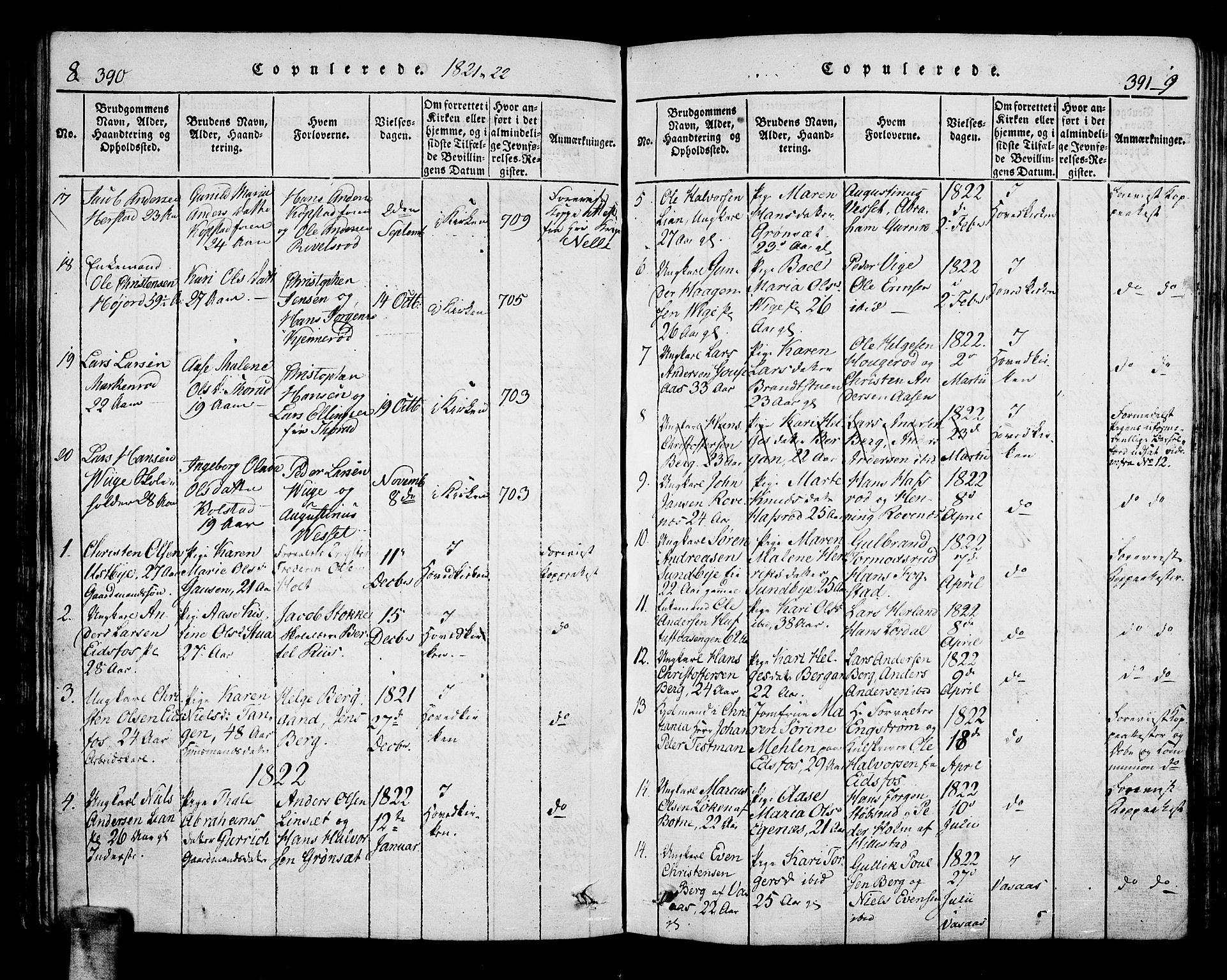 Hof kirkebøker, SAKO/A-64/F/Fa/L0004: Parish register (official) no. I 4, 1814-1843, p. 390-391