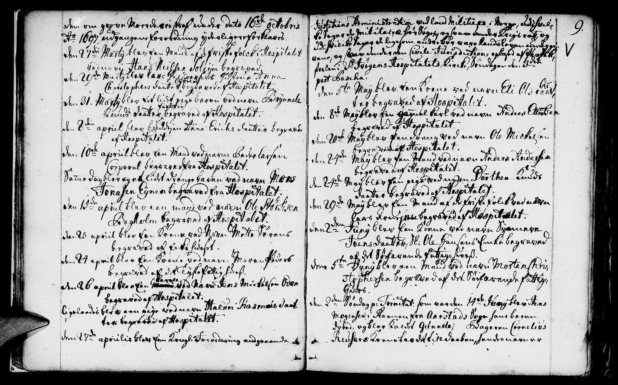 St. Jørgens hospital og Årstad sokneprestembete, AV/SAB-A-99934: Parish register (official) no. A 1, 1743-1823, p. 9