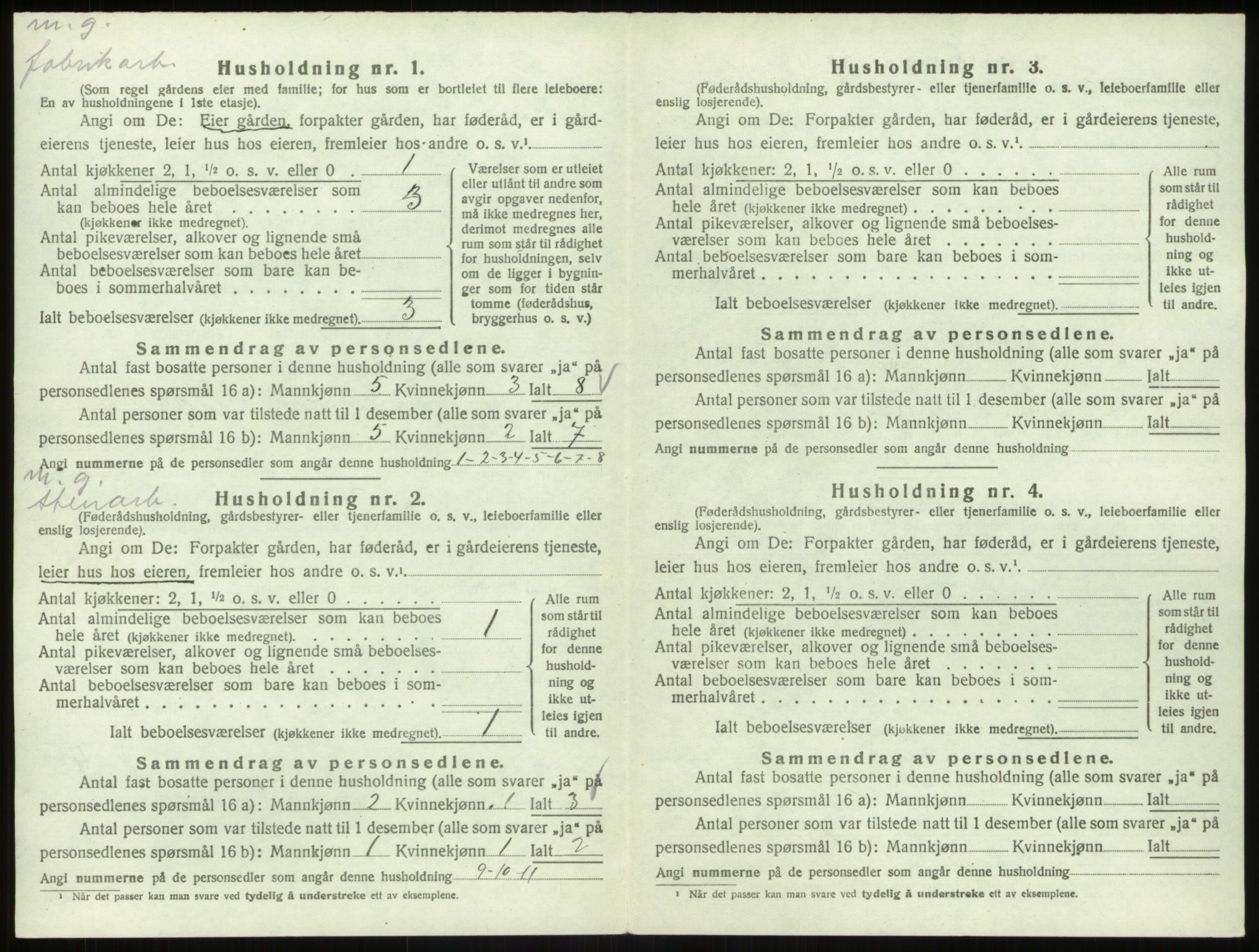 SAB, 1920 census for Åsane, 1920, p. 309